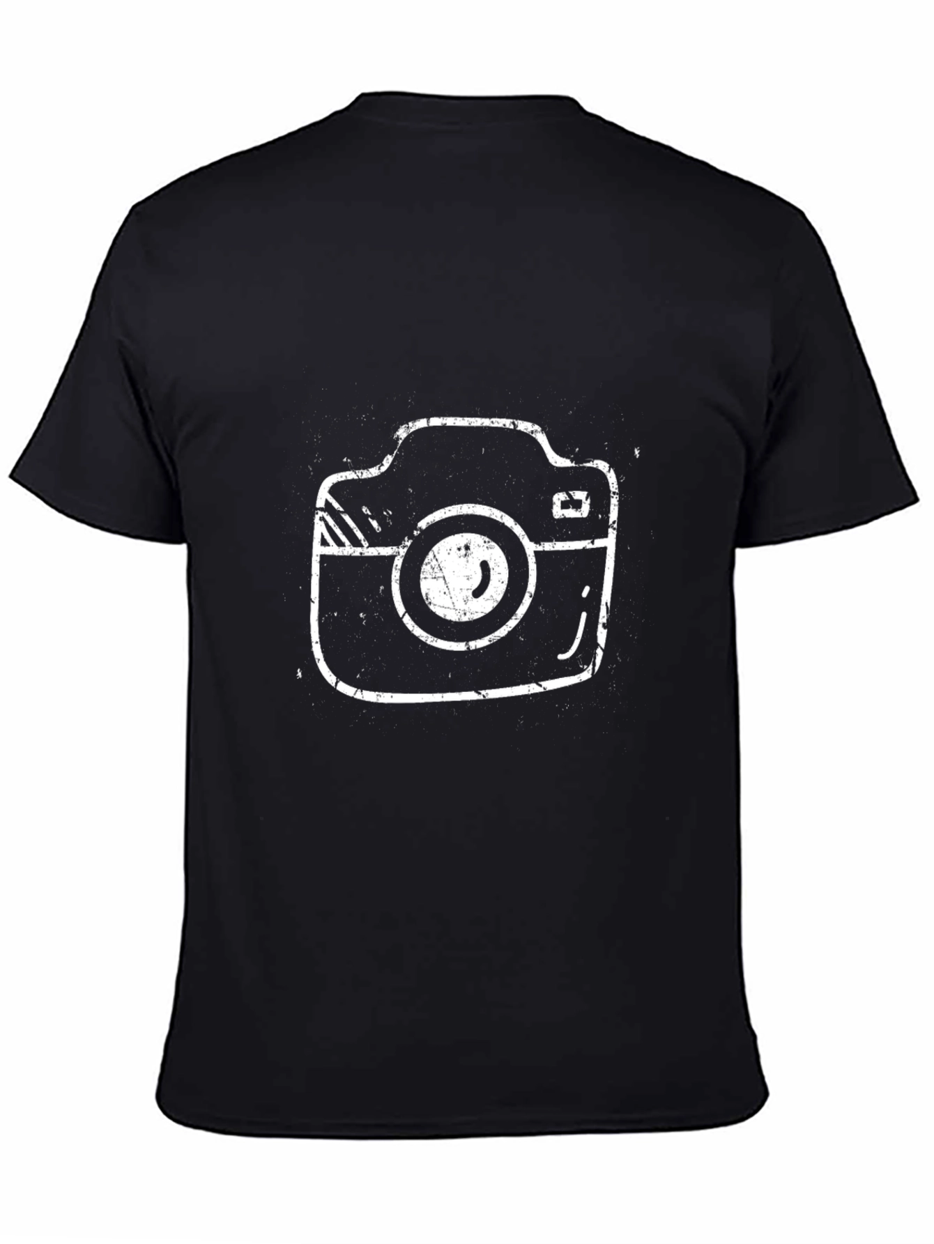 Retro Camera Graphic Tee - Black Cotton Shirt