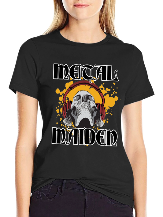 Metal Maiden Skull Graphic T-Shirt