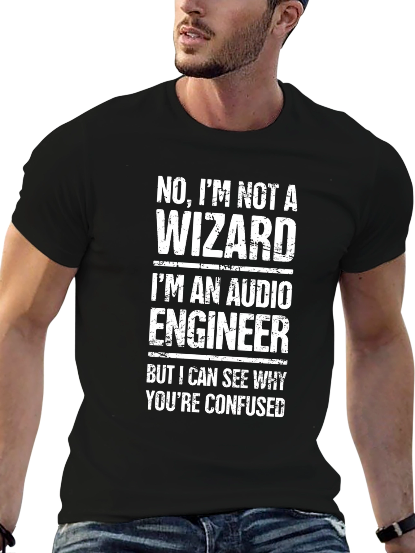 Audio Engineer T-Shirt: Not a Wizard Funny Gift
