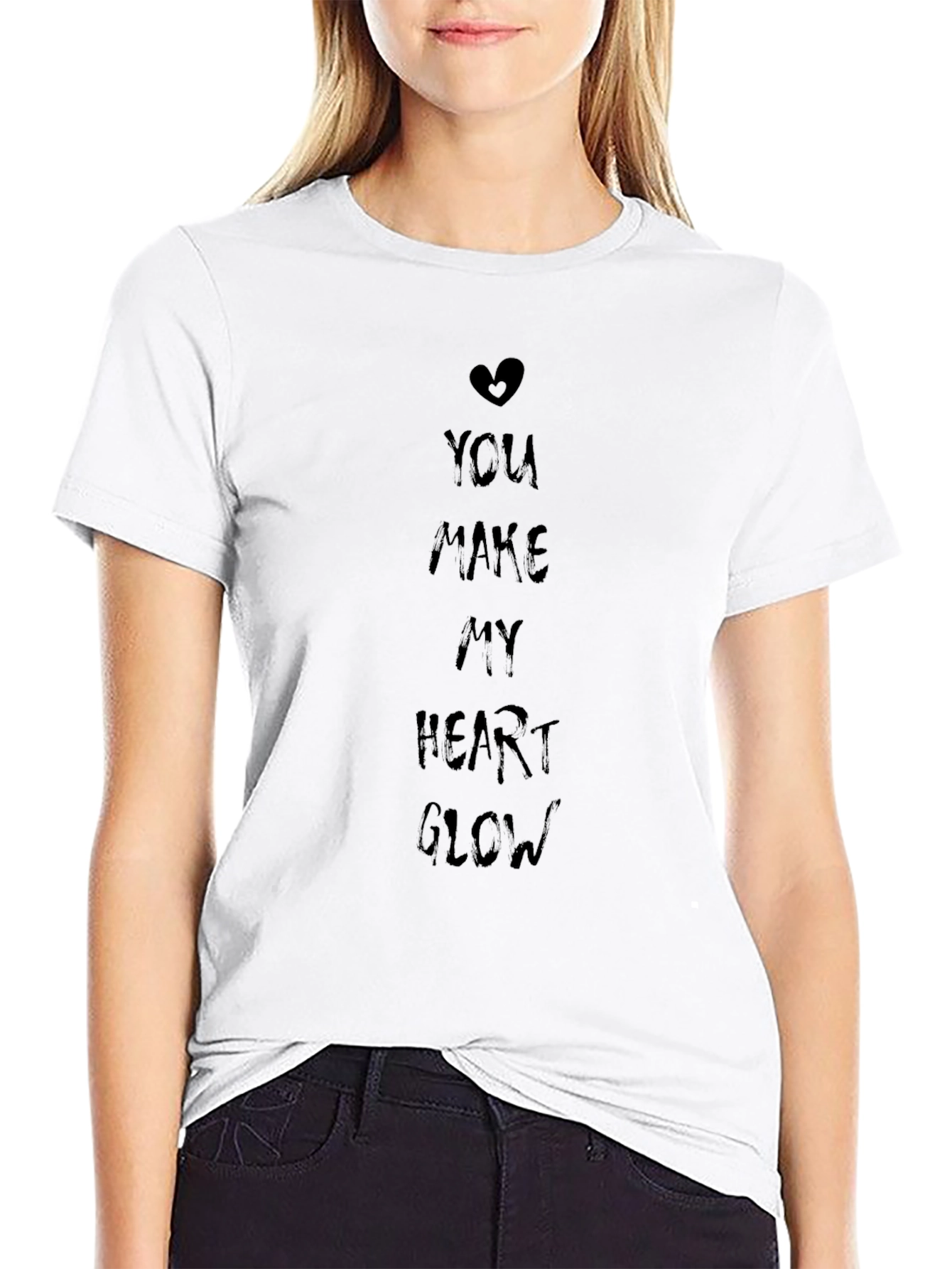 You Make My Heart Glow Black Graphic T-Shirt
