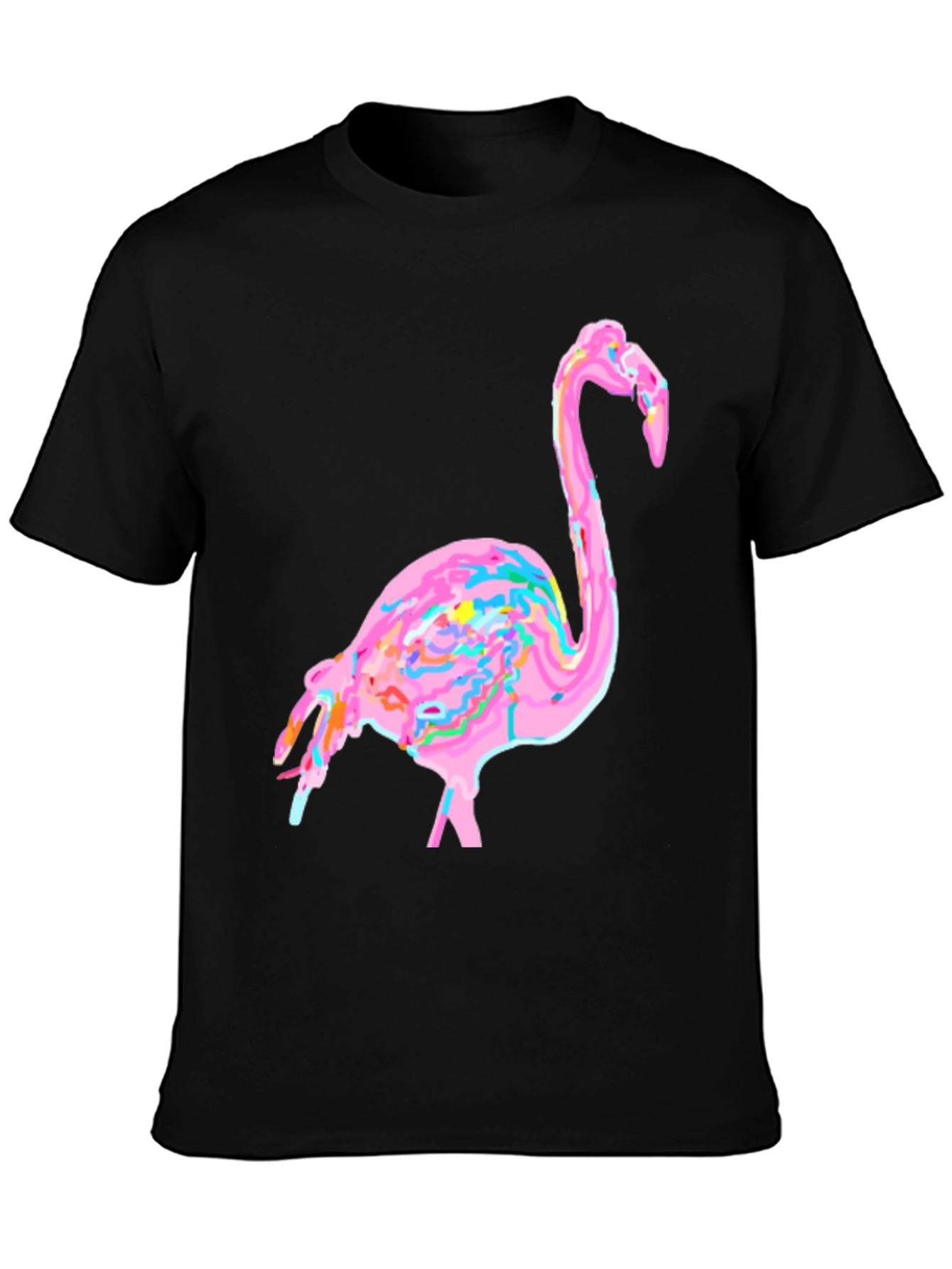 Funky Flamingo Graphic Tee - Black