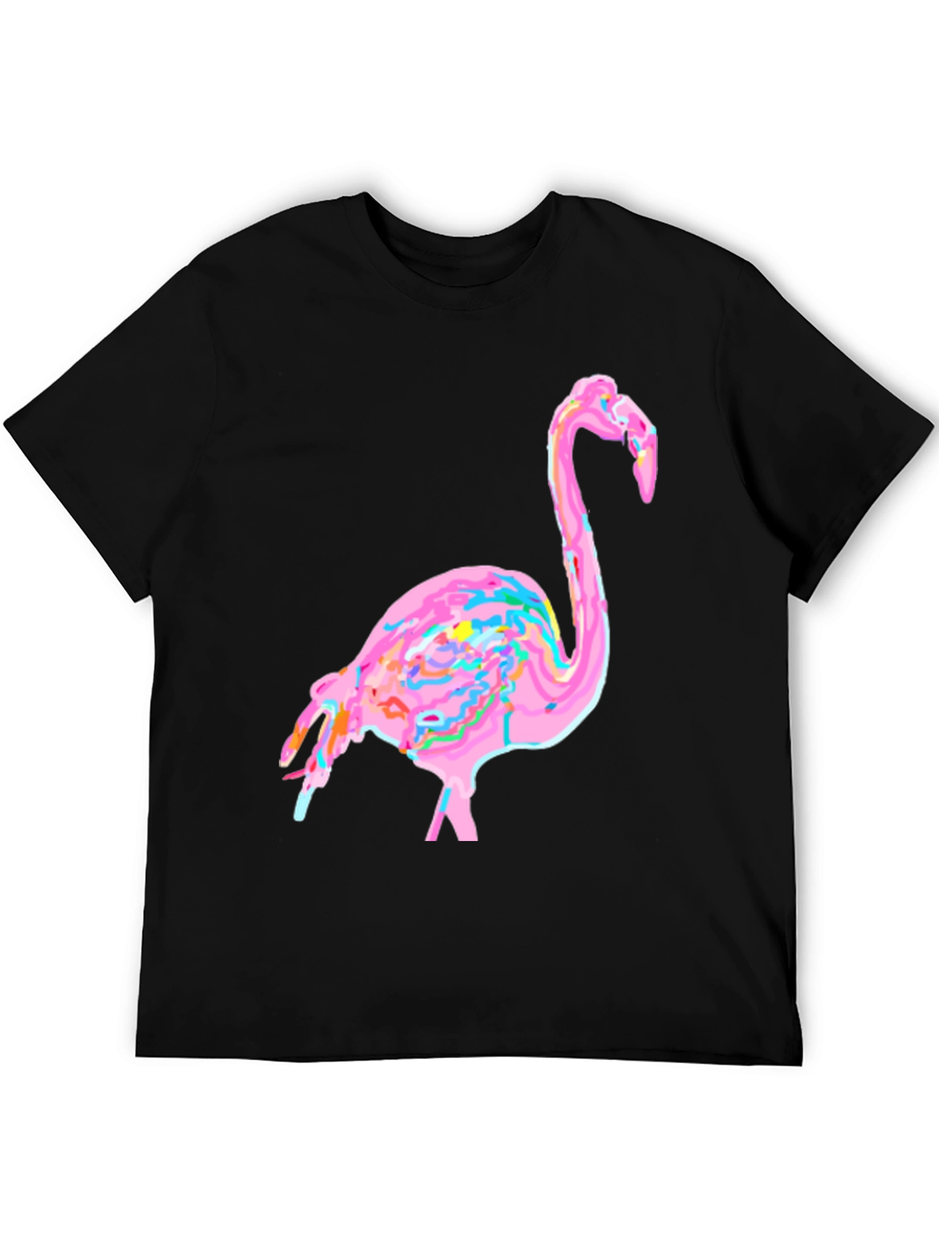 Funky Flamingo Graphic Tee - Black