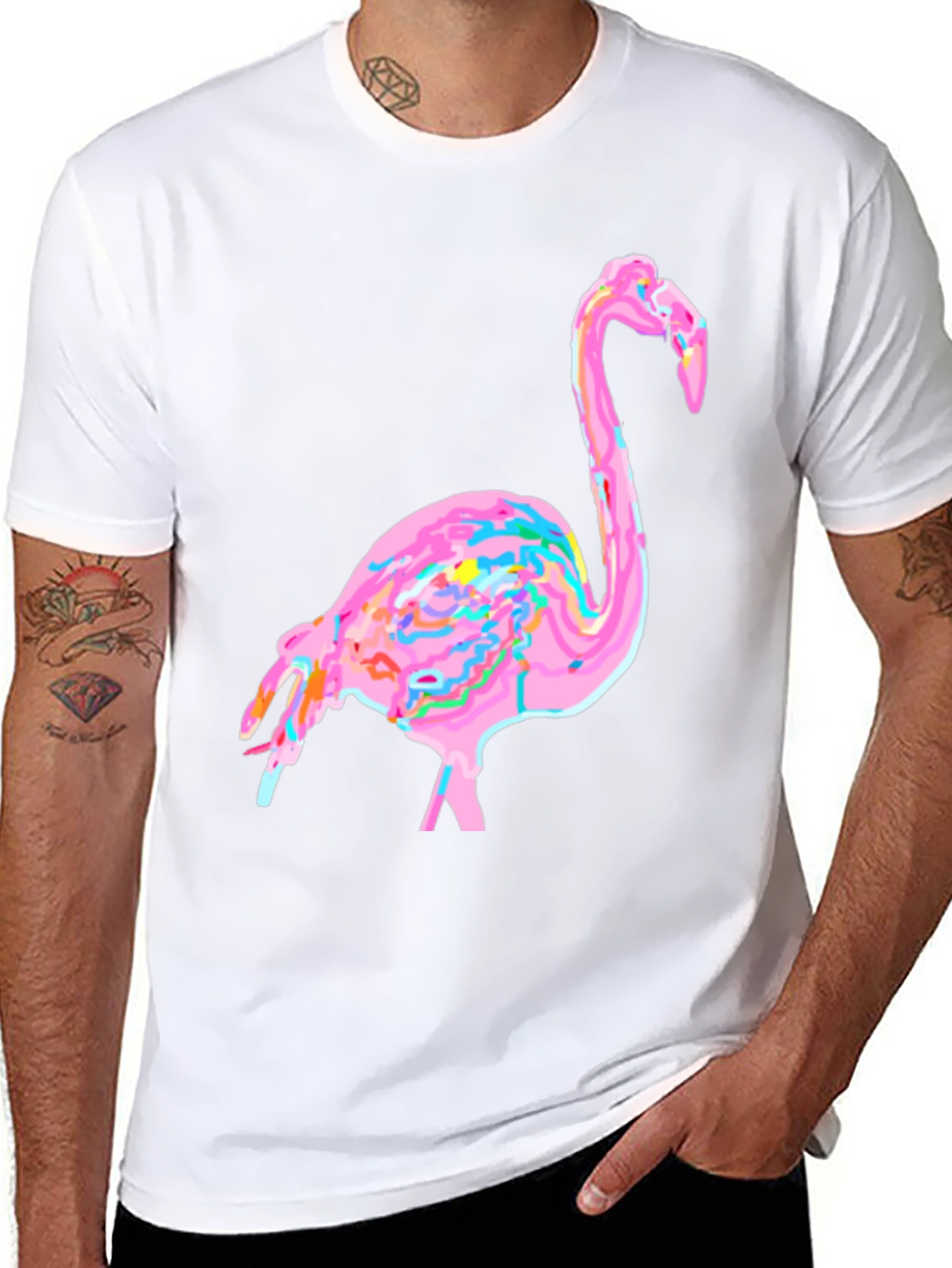 Funky Flamingo Graphic Tee - Black