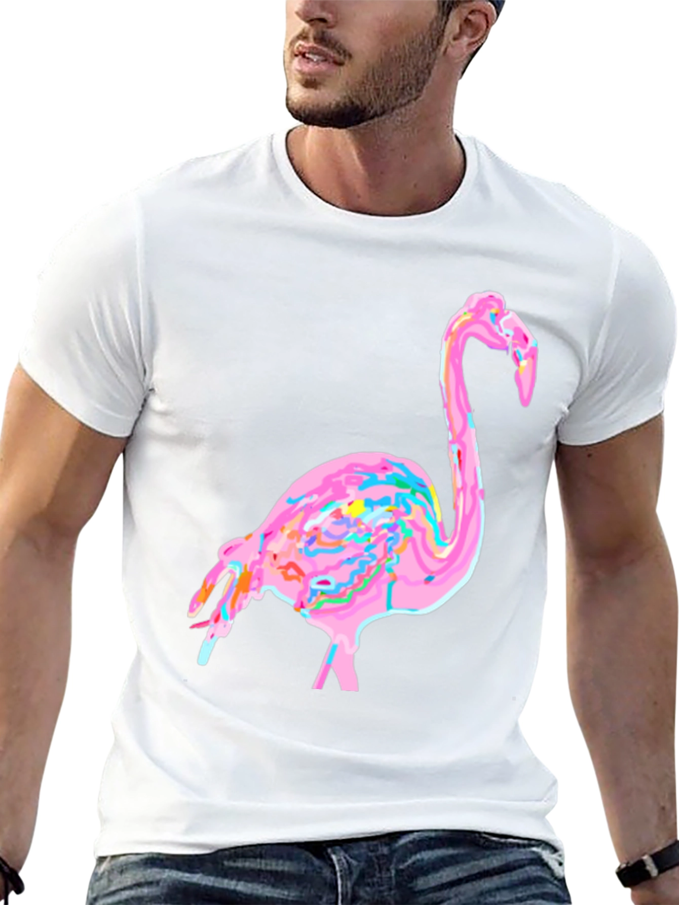 Funky Flamingo Graphic Tee - Black