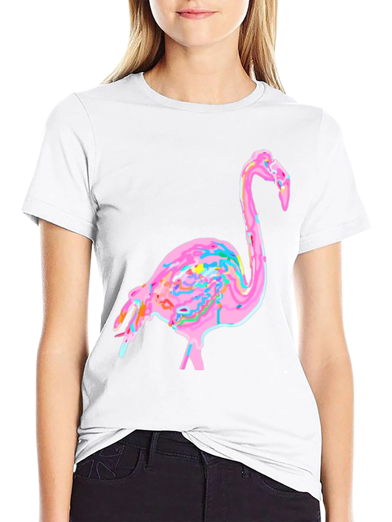 Funky Flamingo Graphic Tee - Black