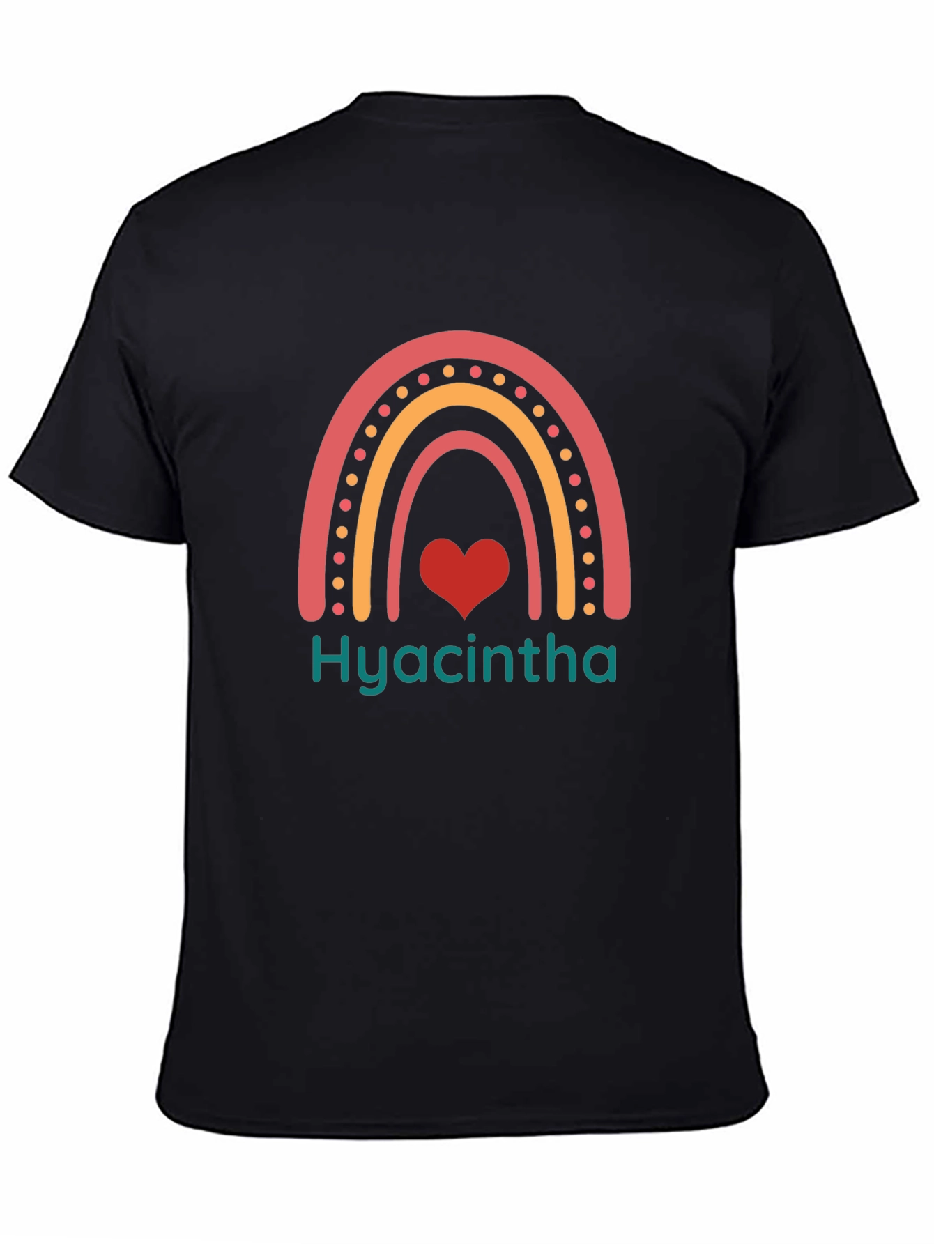 Hyacintha Rainbow Heart Tee - Cute Custom Name Shirt