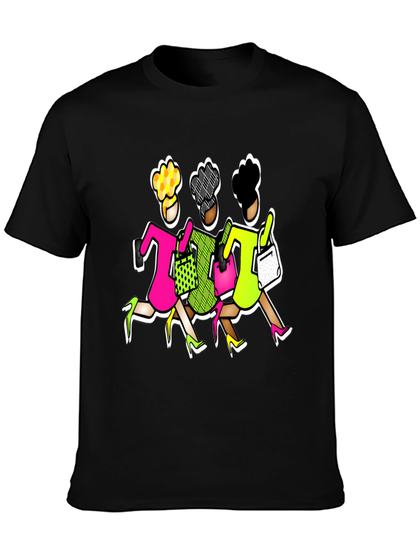 Stylish Shoppers Graphic Tee - Black Cotton