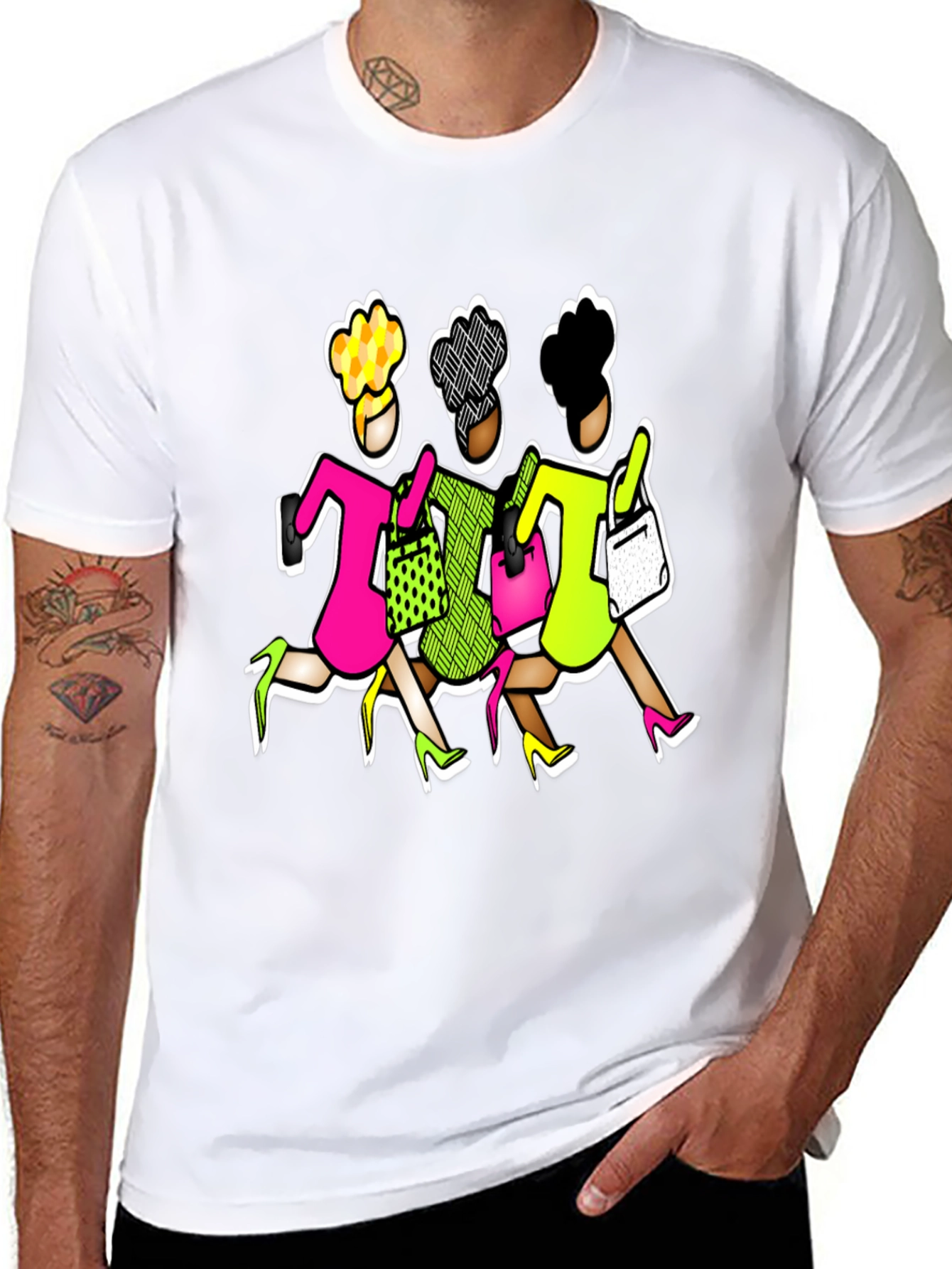 Stylish Shoppers Graphic Tee - Black Cotton