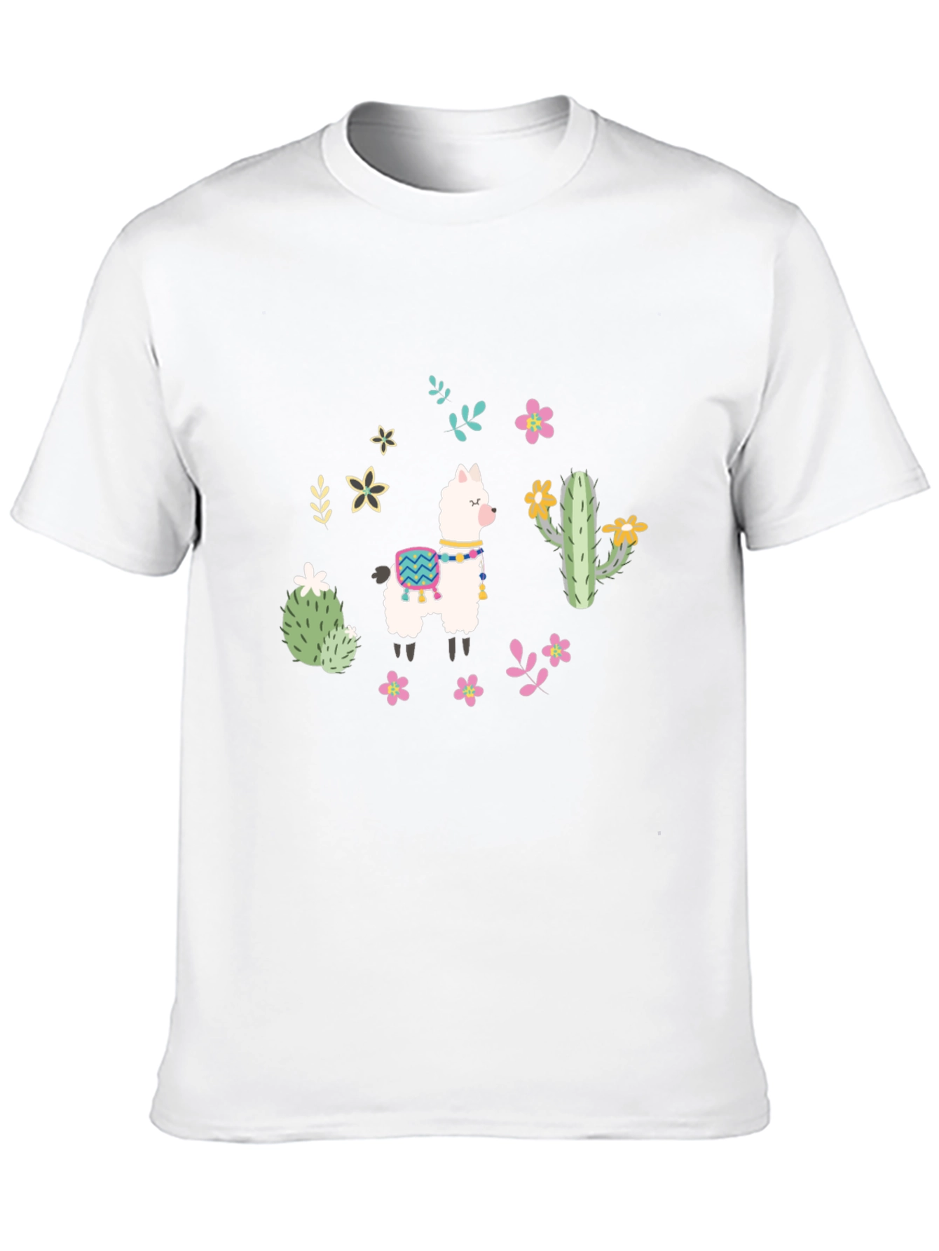 Llama Cactus Graphic Tee - Black Cotton Shirt