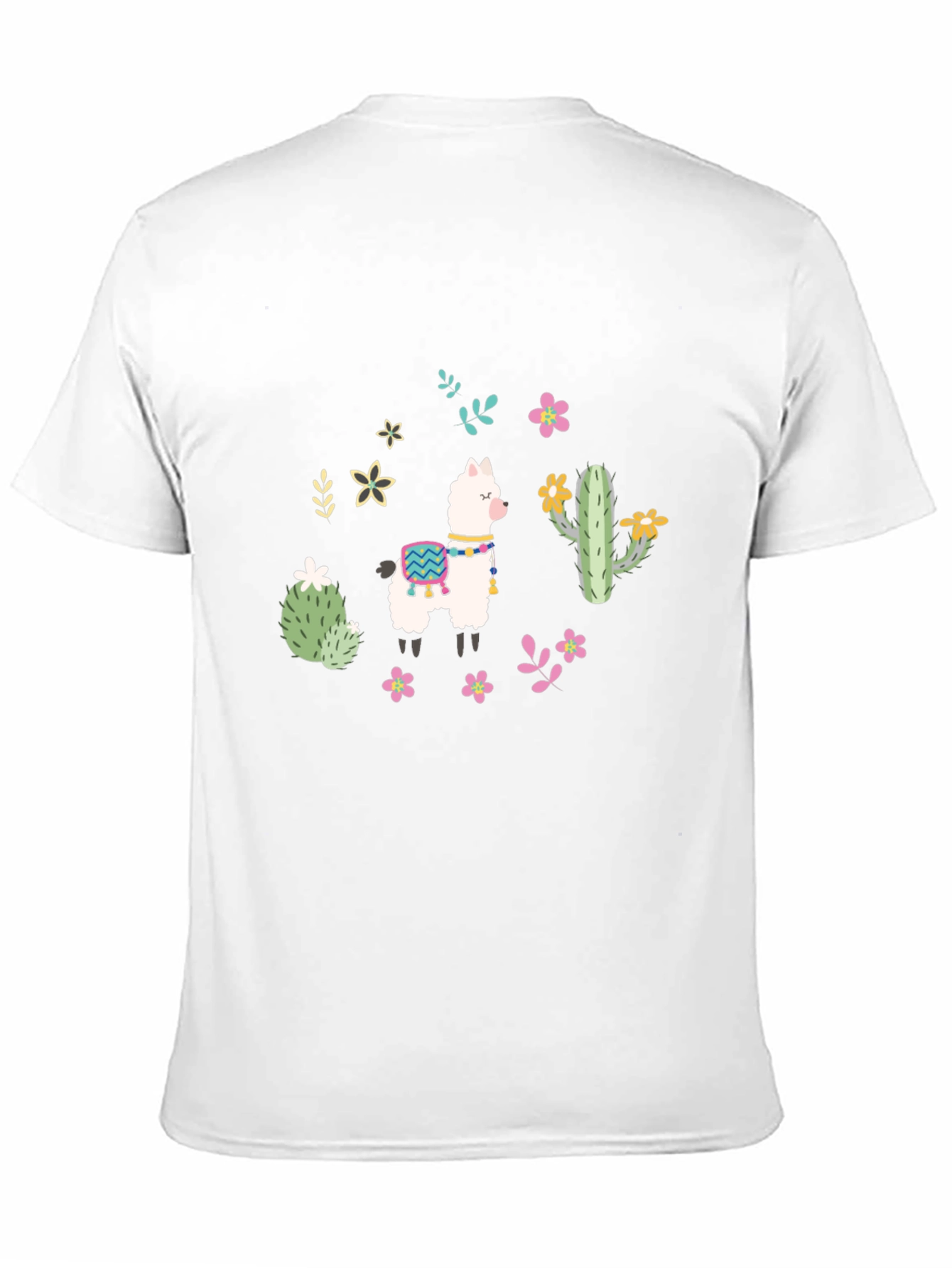 Llama Cactus Graphic Tee - Black Cotton Shirt
