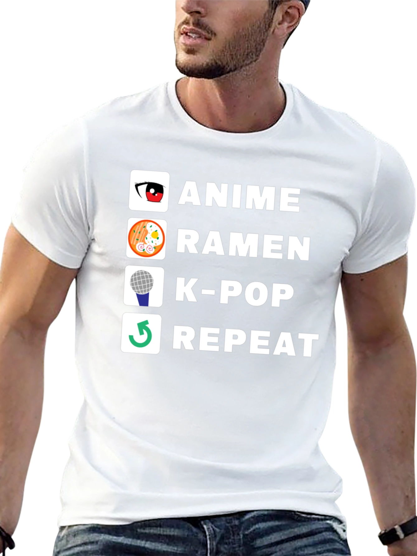 Anime Ramen K-Pop Repeat Graphic T-Shirt
