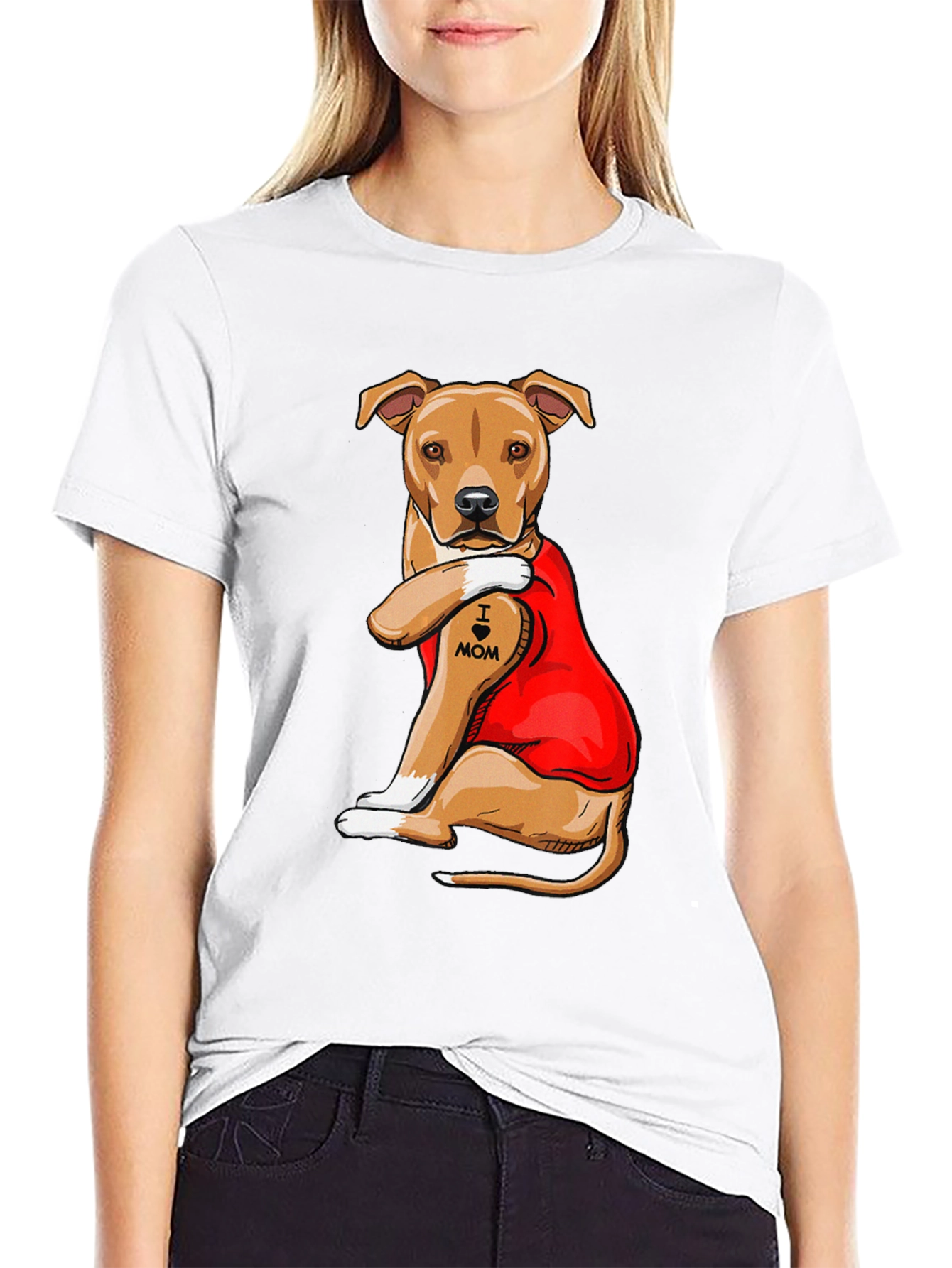 I Heart Mom Dog Tattoo Graphic T-Shirt