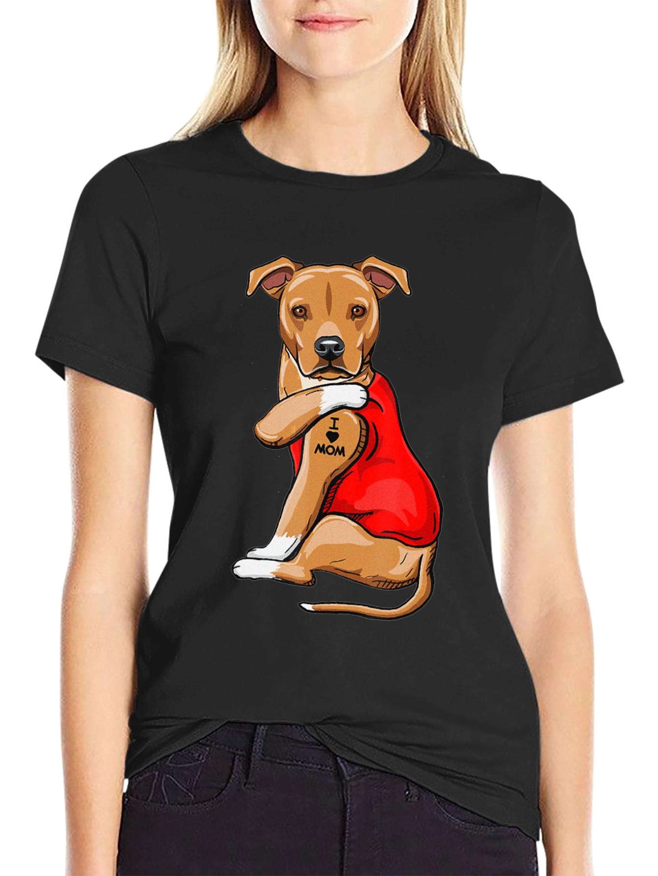 I Heart Mom Dog Tattoo Graphic T-Shirt