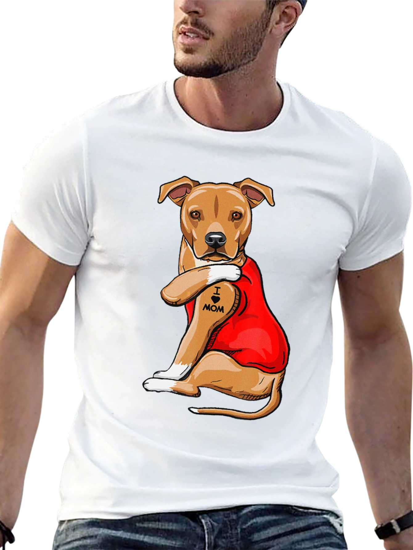 I Heart Mom Dog Tattoo Graphic T-Shirt