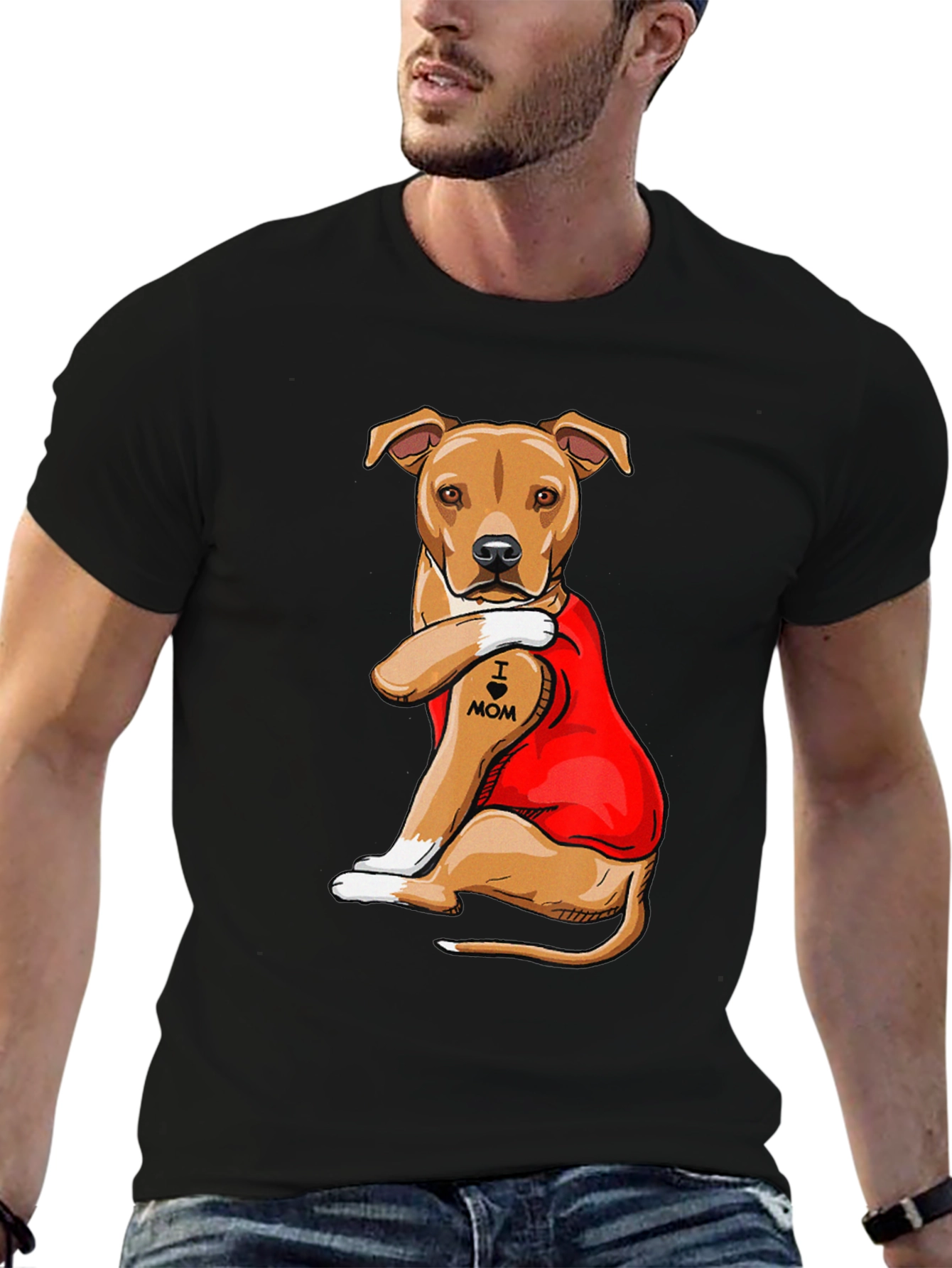 I Heart Mom Dog Tattoo Graphic T-Shirt