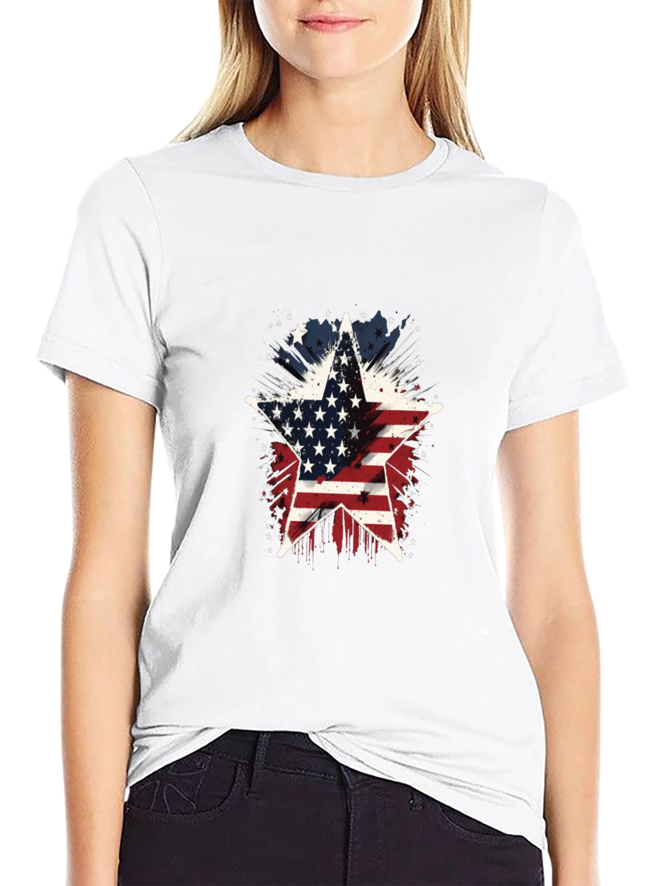 American Flag Star Graphic T-Shirt