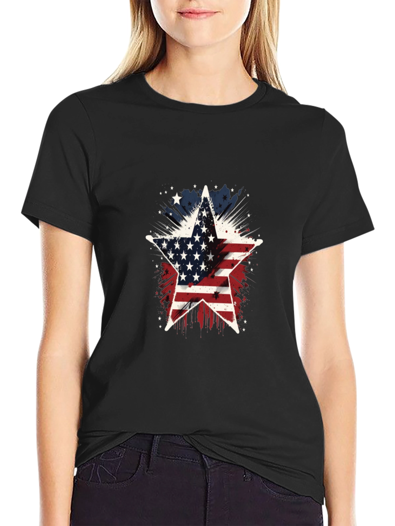 American Flag Star Graphic T-Shirt