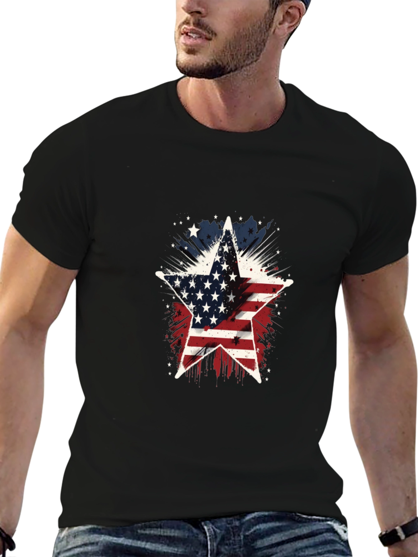 American Flag Star Graphic T-Shirt