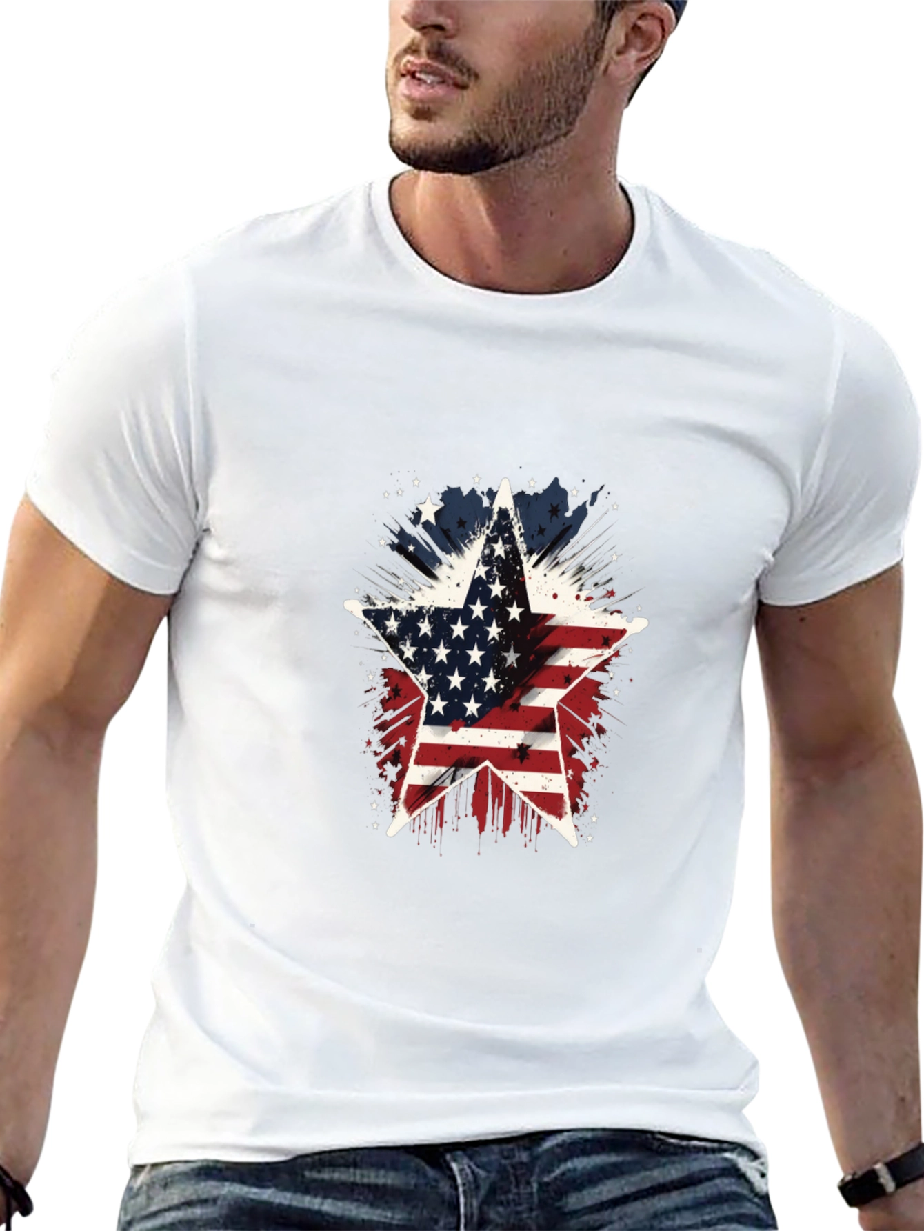 American Flag Star Graphic T-Shirt
