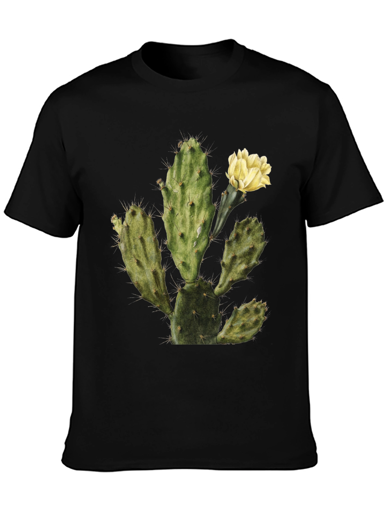 Cactus Graphic Tee - Black Cotton T-Shirt