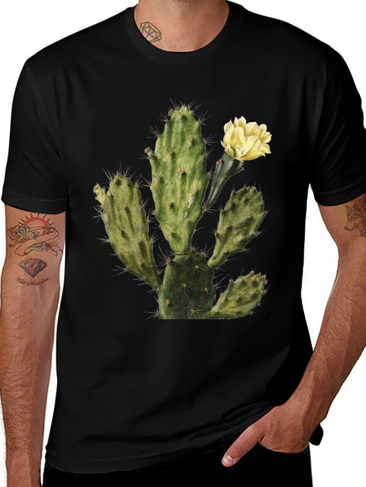 Cactus Graphic Tee - Black Cotton T-Shirt