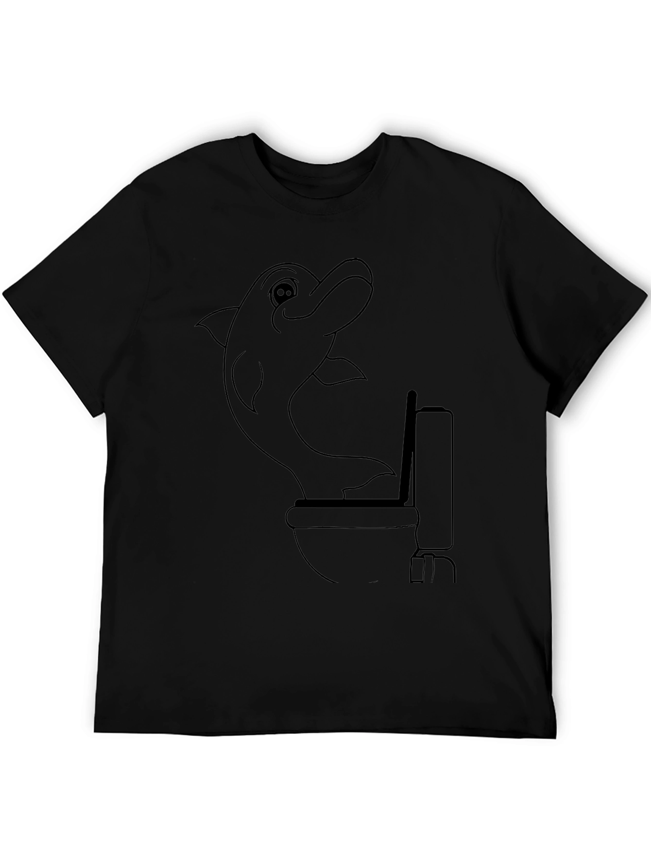 Funny Dolphin Toilet Humor Graphic Tee - Black