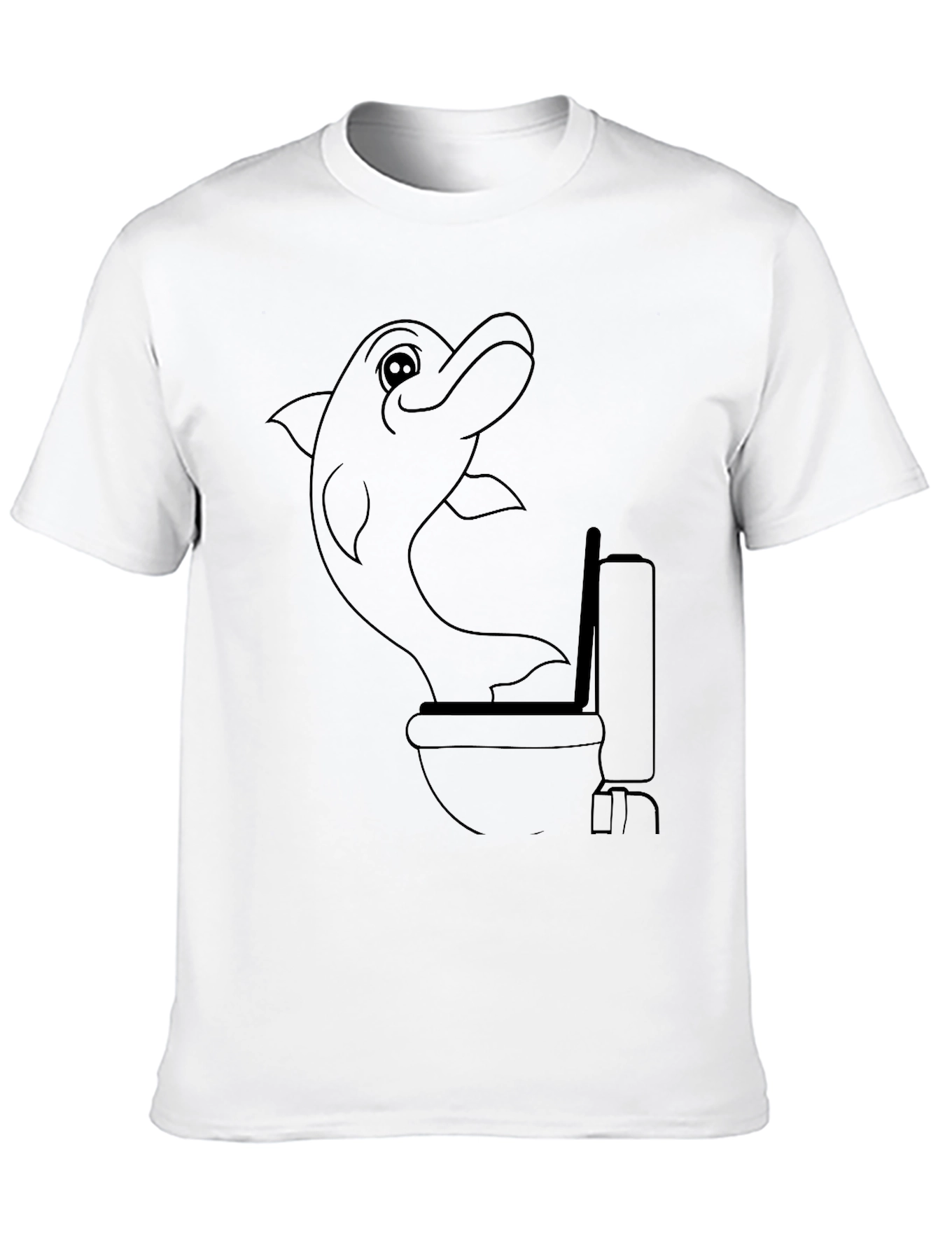 Funny Dolphin Toilet Humor Graphic Tee - Black