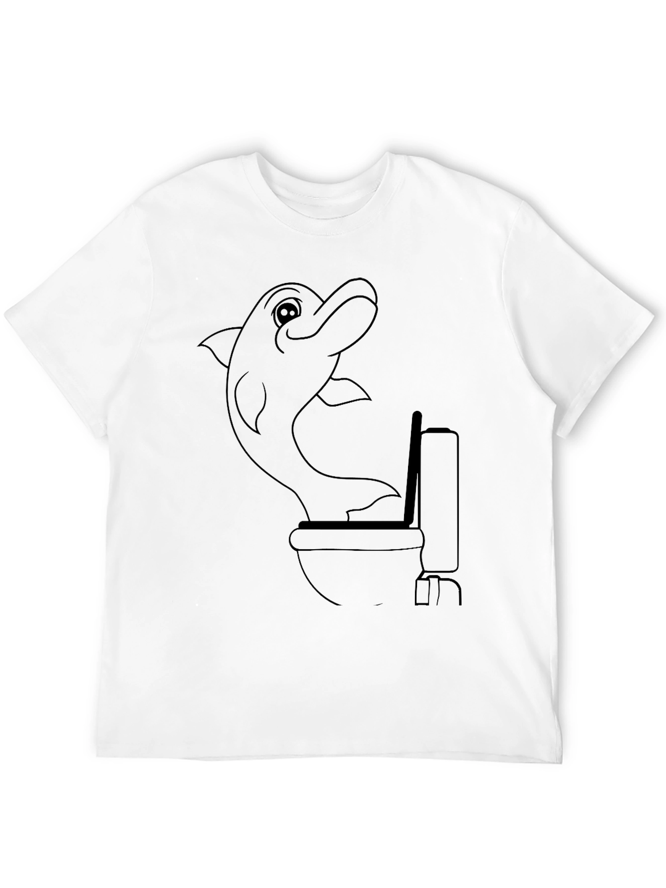 Funny Dolphin Toilet Humor Graphic Tee - Black