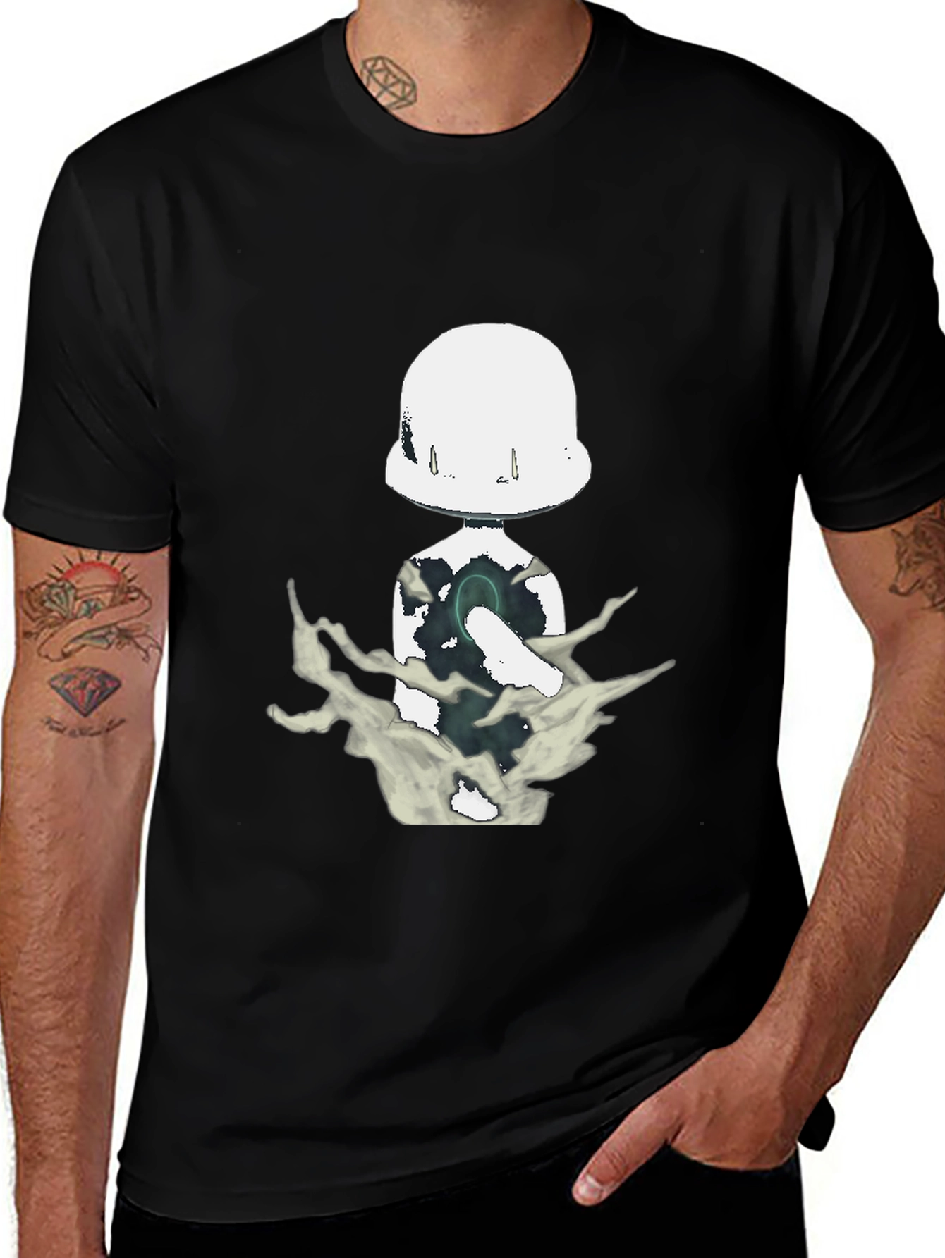 Abstract Figure Graphic Black T-Shirt