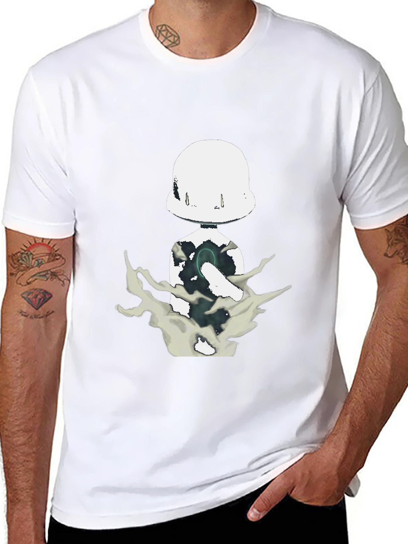 Abstract Figure Graphic Black T-Shirt