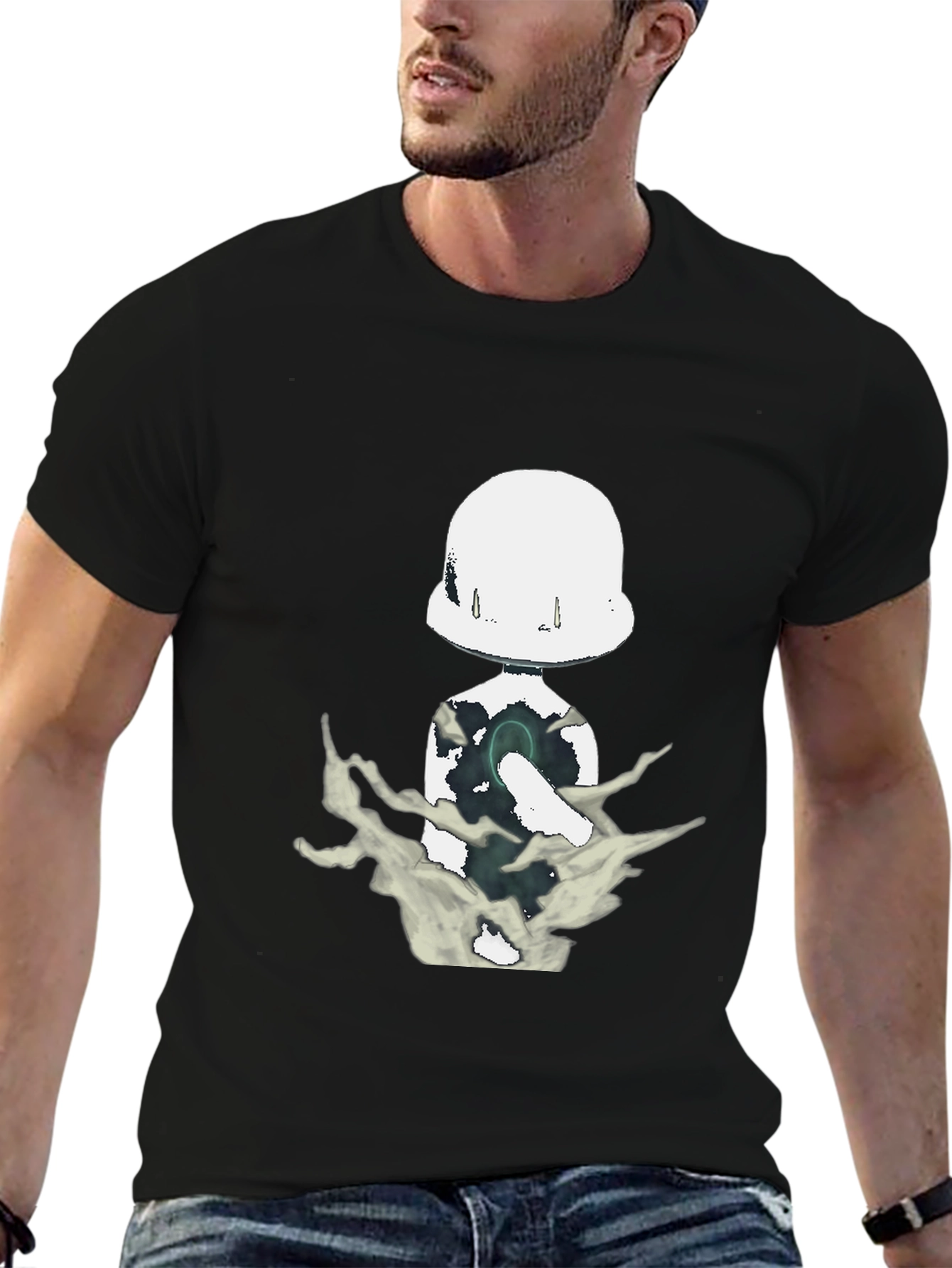 Abstract Figure Graphic Black T-Shirt