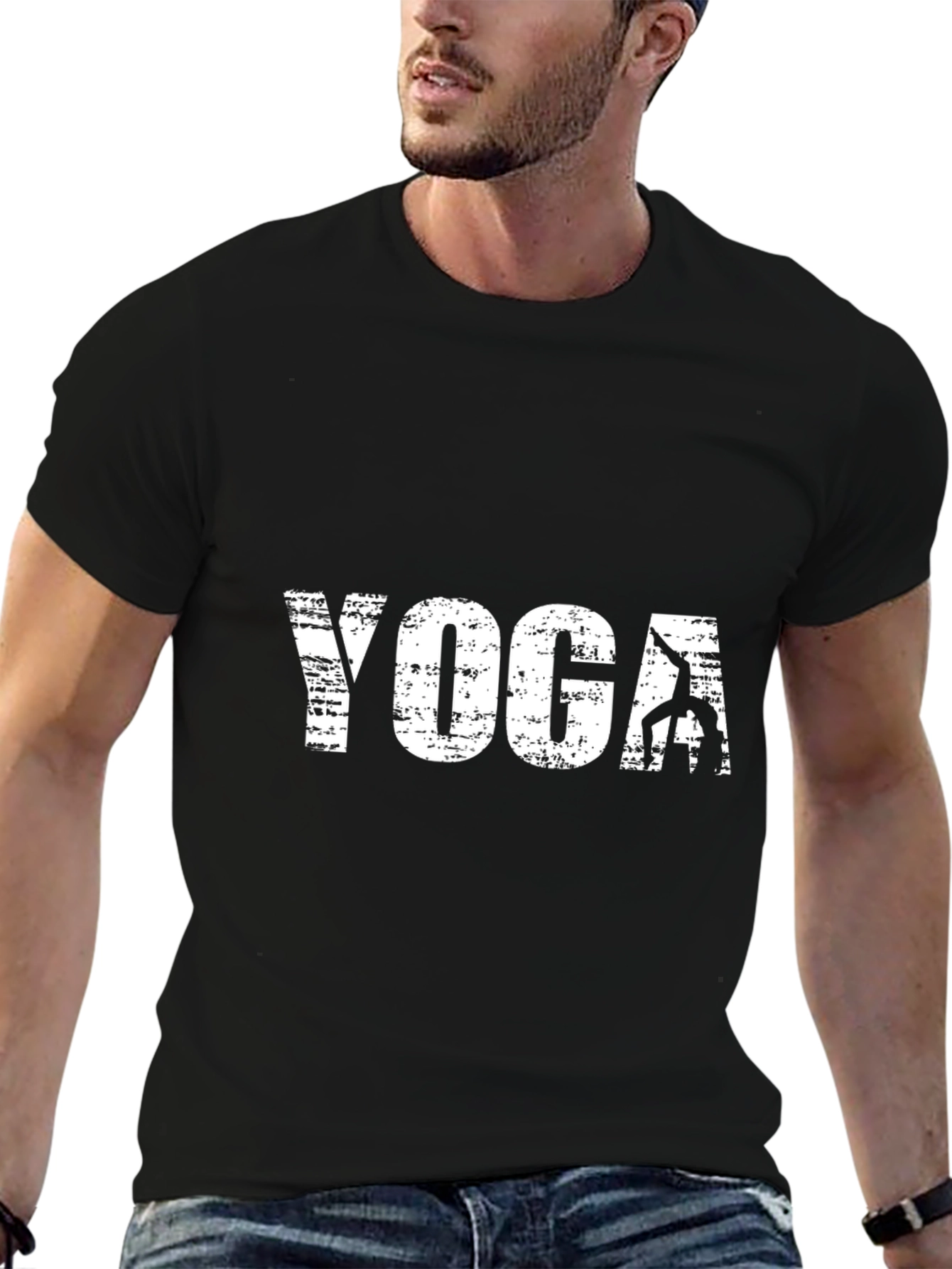 Yoga Graphic Print Black T-Shirt