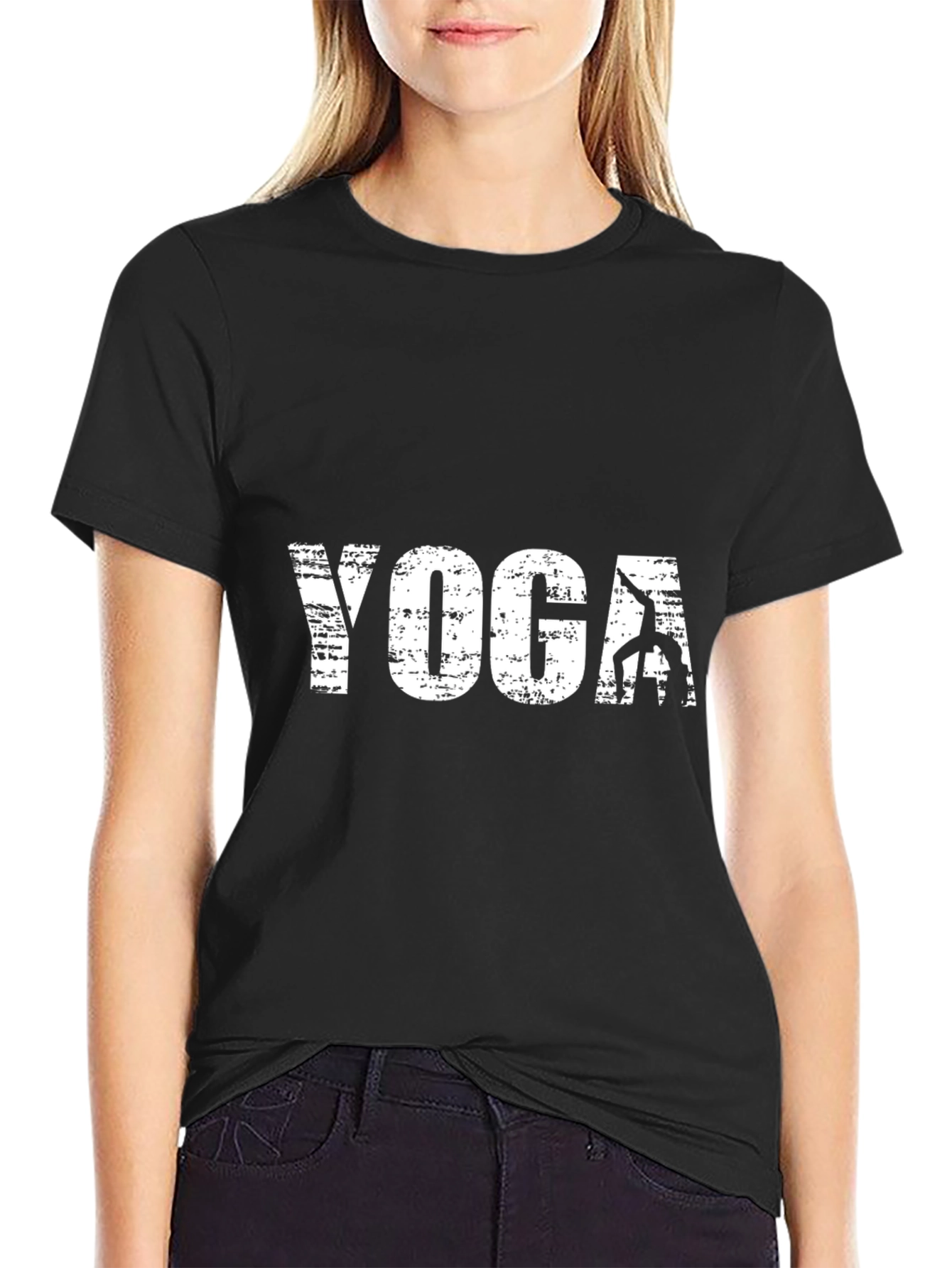 Yoga Graphic Print Black T-Shirt