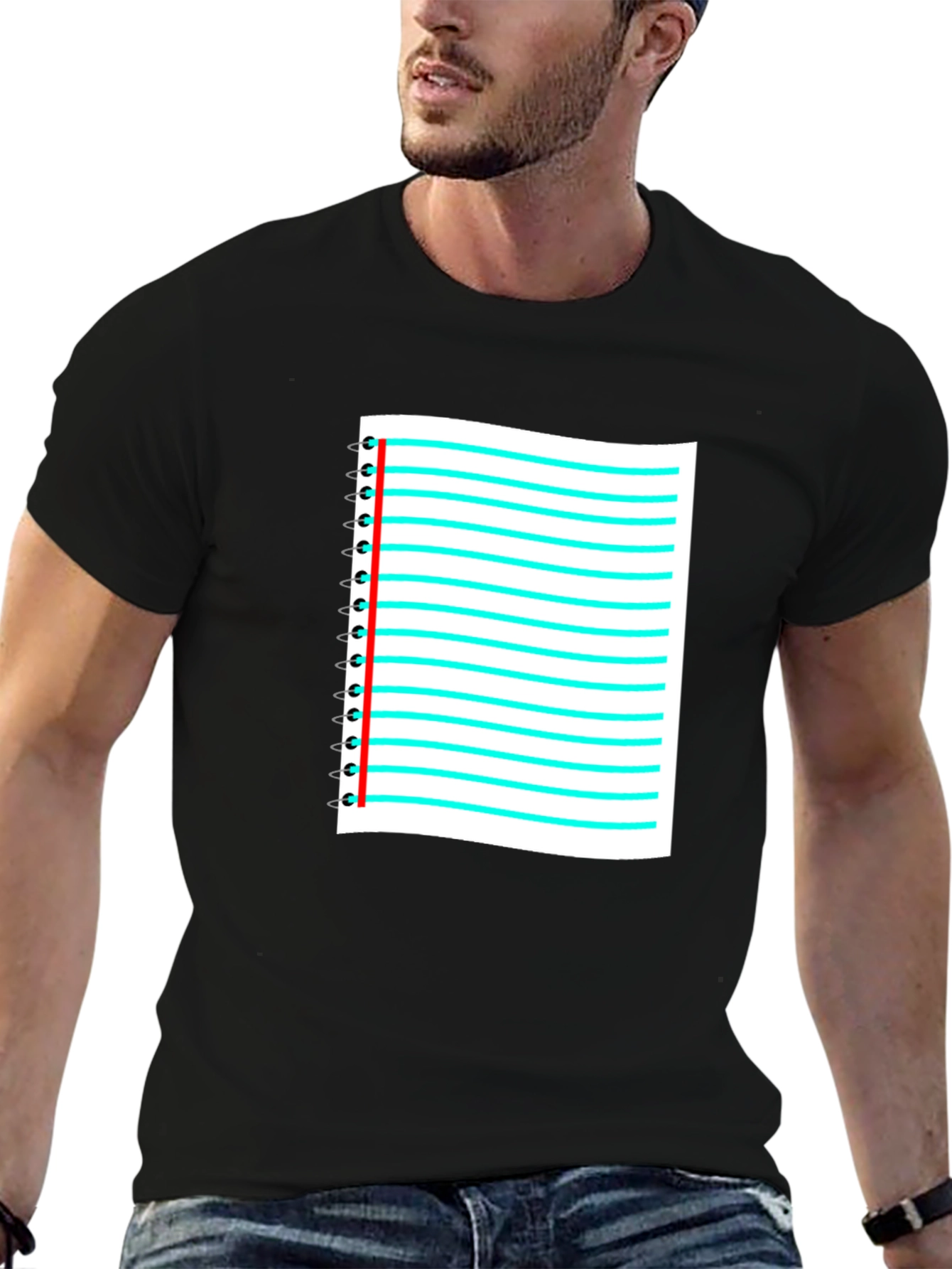 Notebook Paper Graphic Black T-Shirt