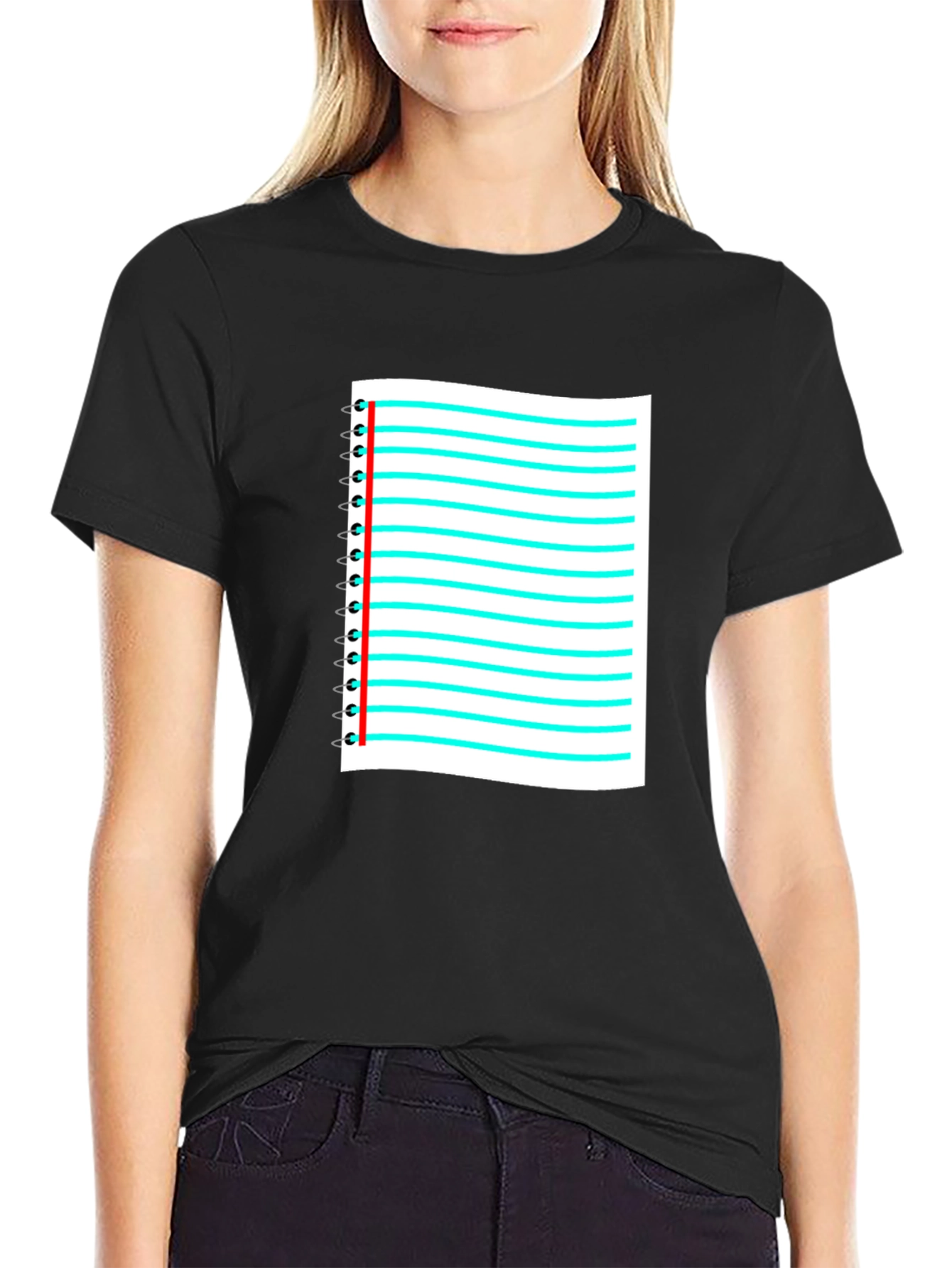 Notebook Paper Graphic Black T-Shirt