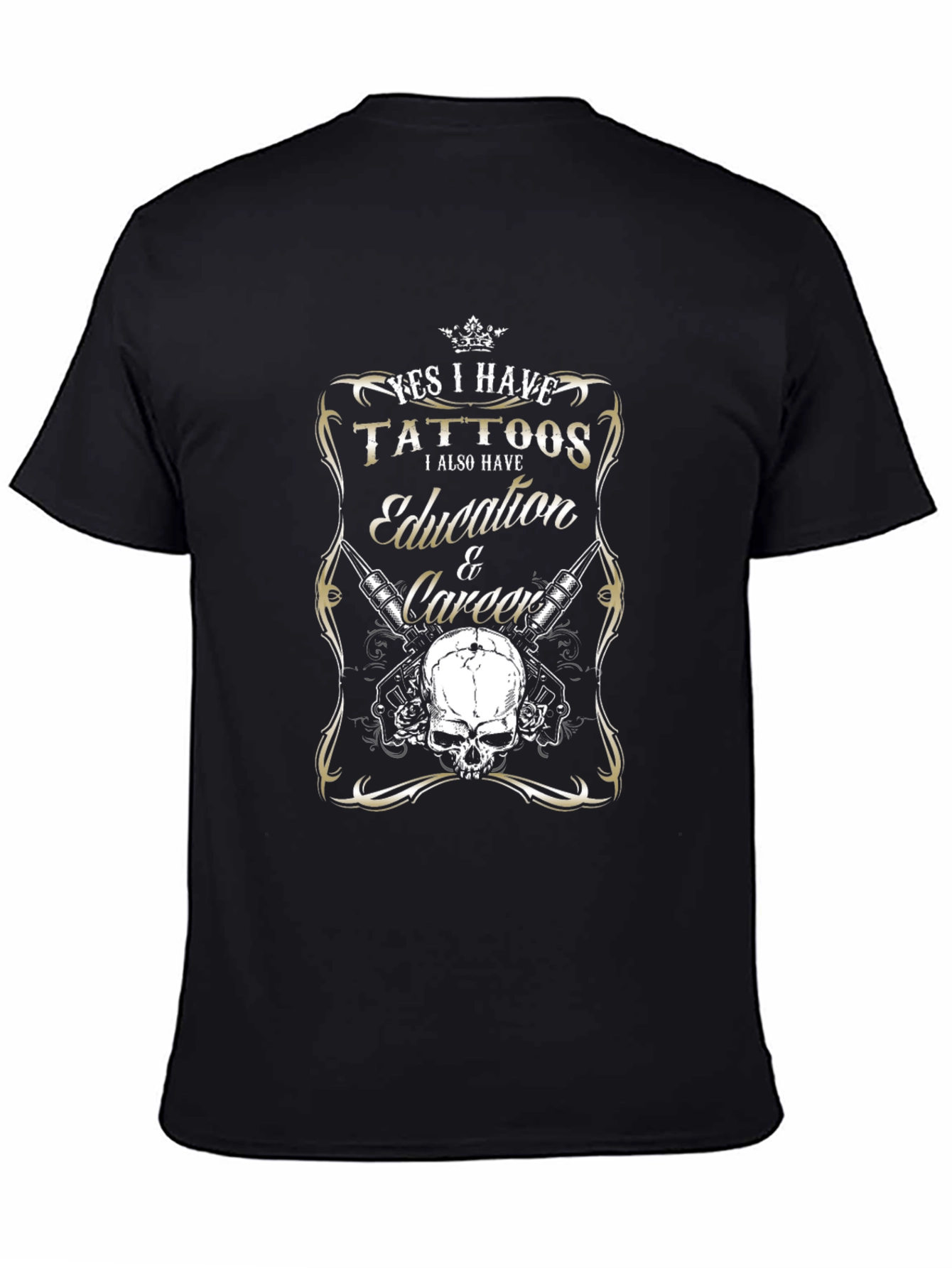 Tattooed Education Career Skull Graphic Tee