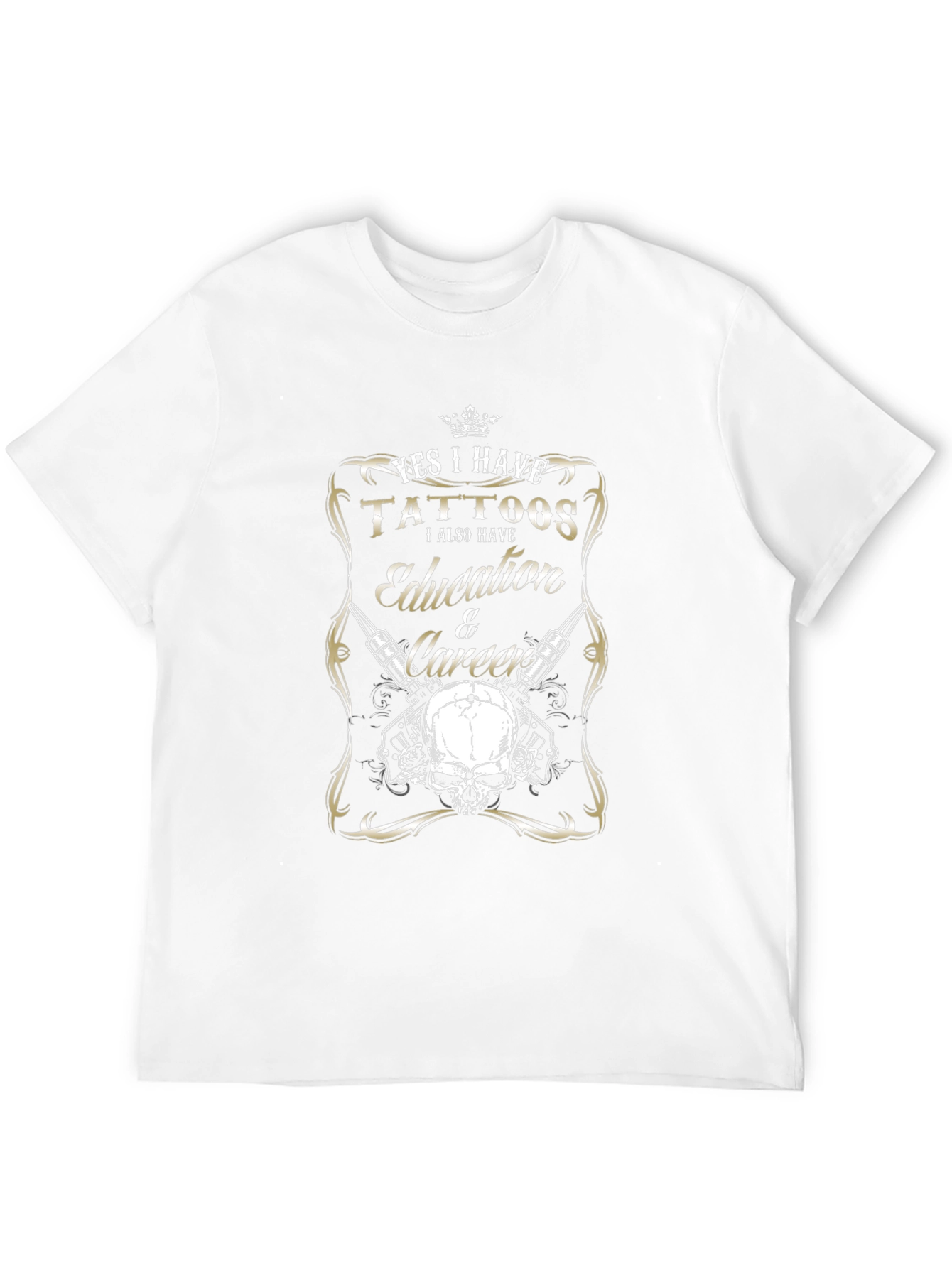 Tattooed Education Career Skull Graphic Tee