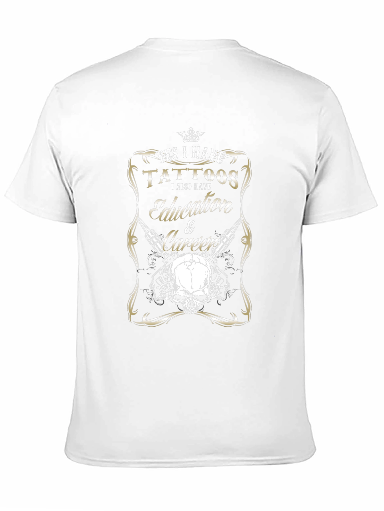 Tattooed Education Career Skull Graphic Tee