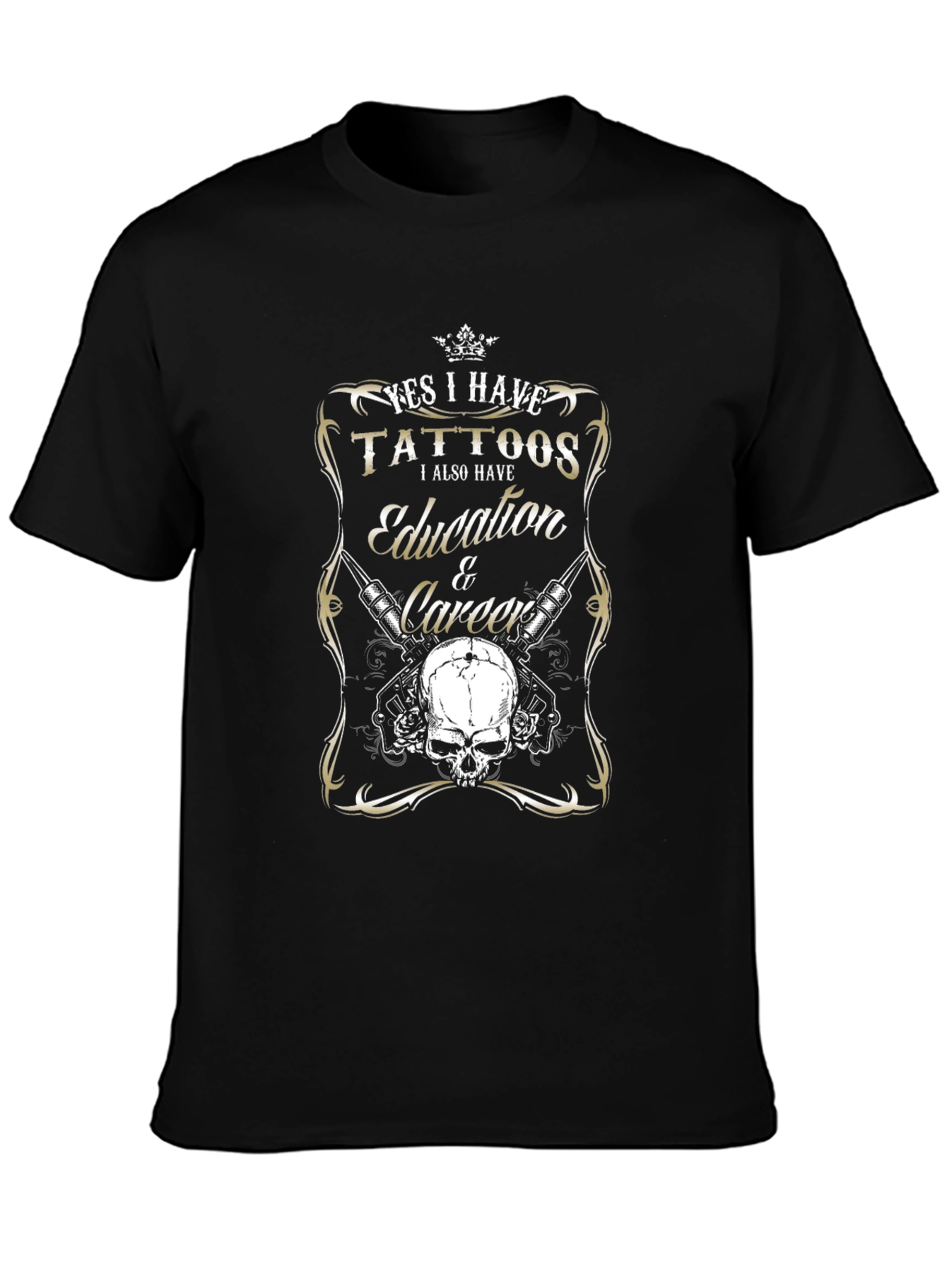 Tattooed Education Career Skull Graphic Tee