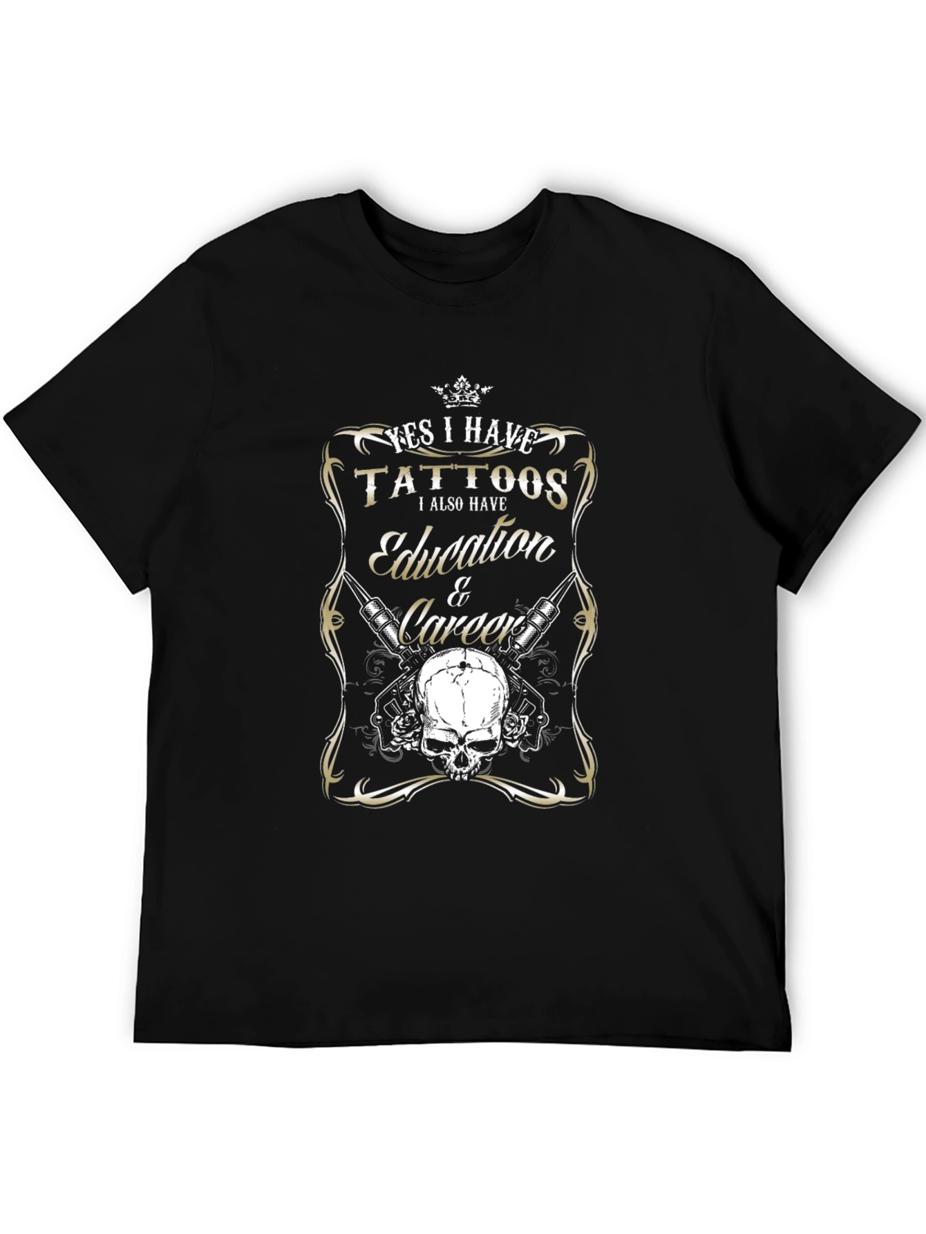 Tattooed Education Career Skull Graphic Tee