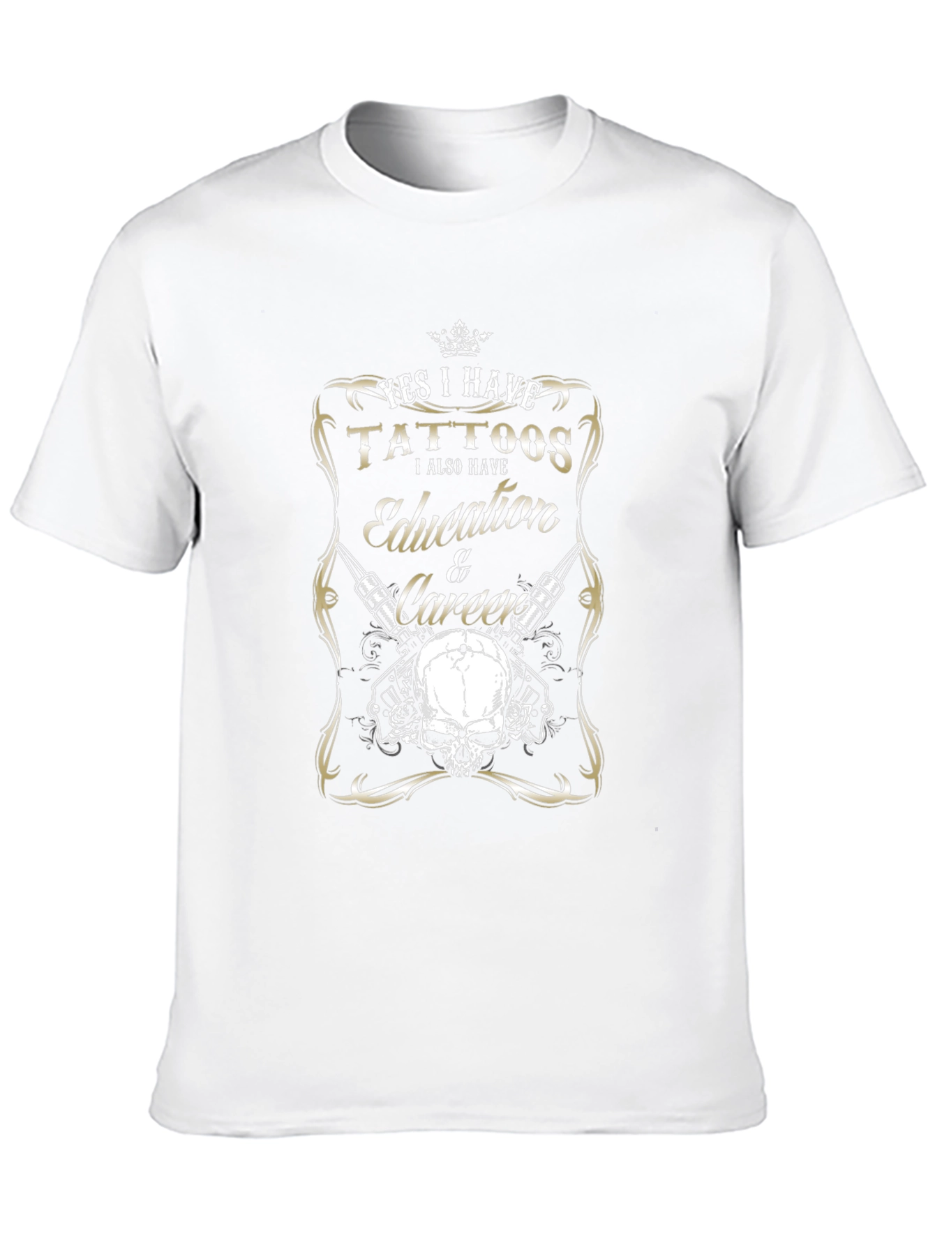 Tattooed Education Career Skull Graphic Tee