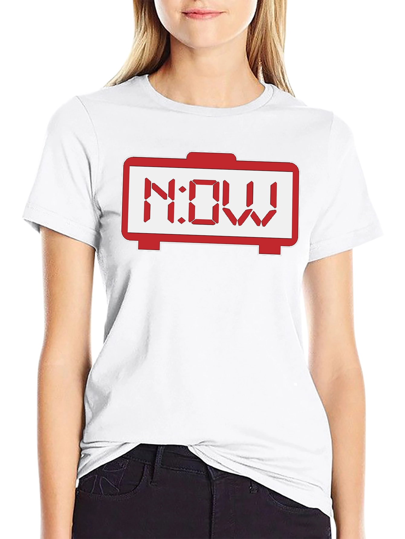 Retro Digital Clock NOW T-Shirt - Black