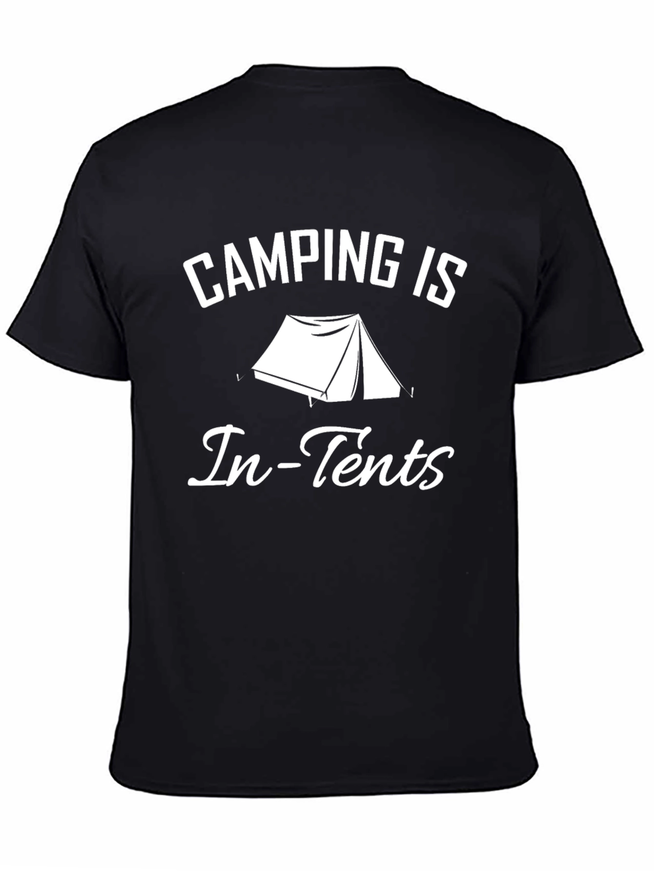 Camping Is In-Tents Graphic T-Shirt - Black Cotton Tee