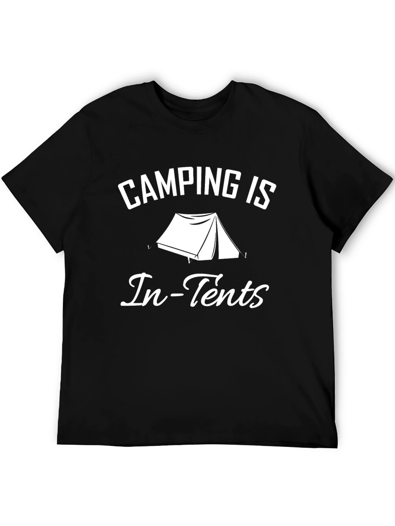 Camping Is In-Tents Graphic T-Shirt - Black Cotton Tee