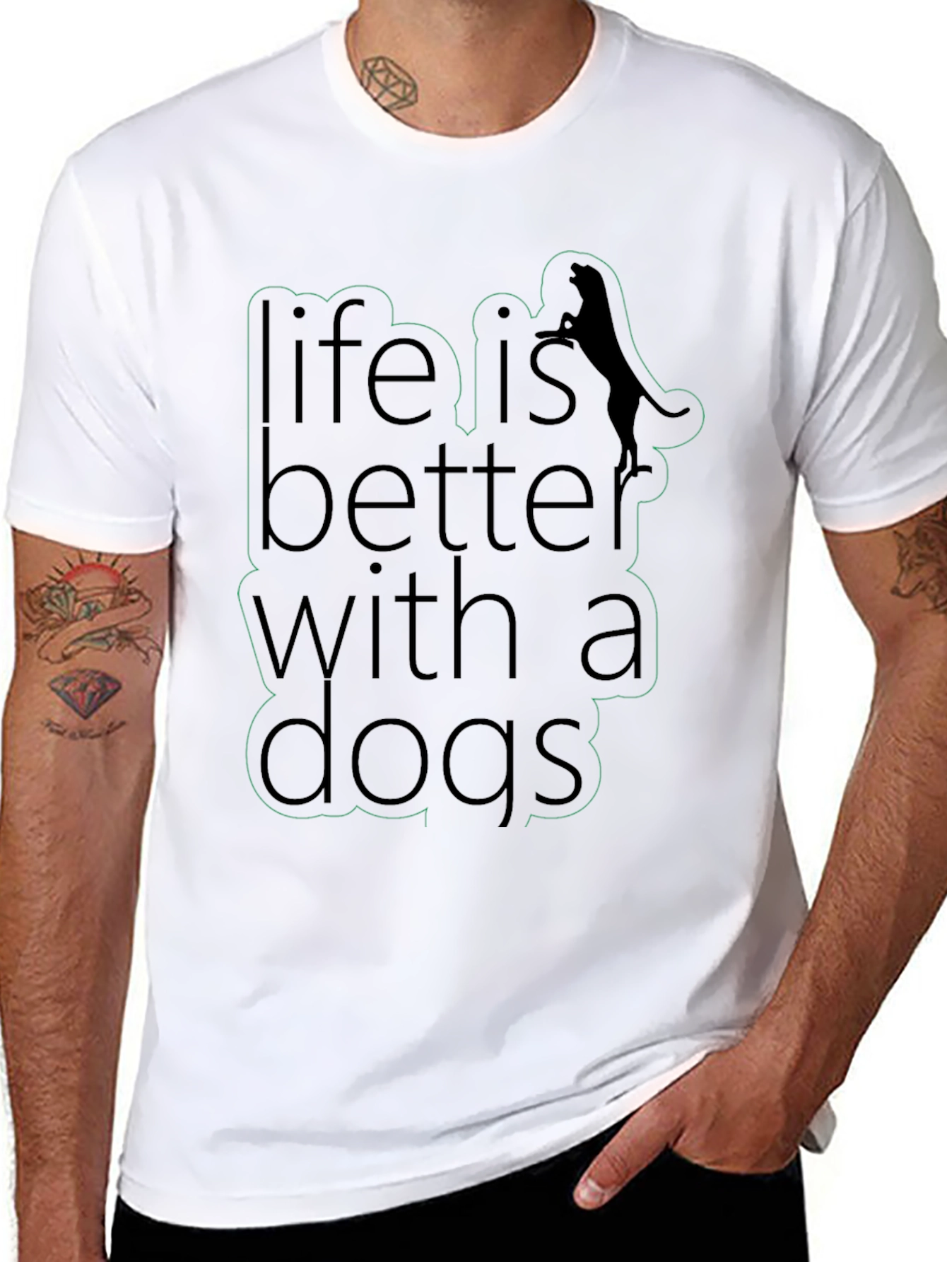 Life is Better With Dogs Black T-Shirt