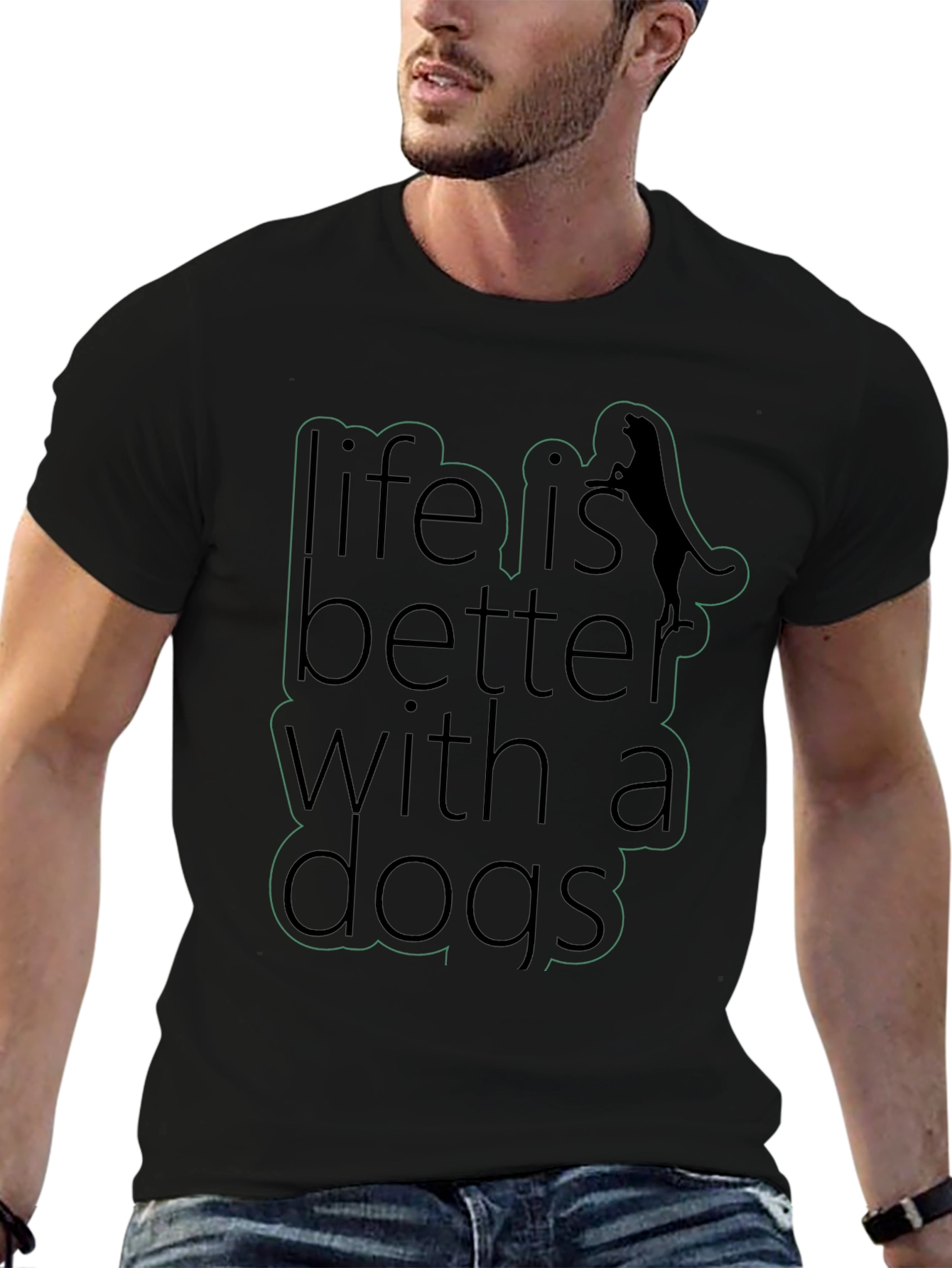 Life is Better With Dogs Black T-Shirt