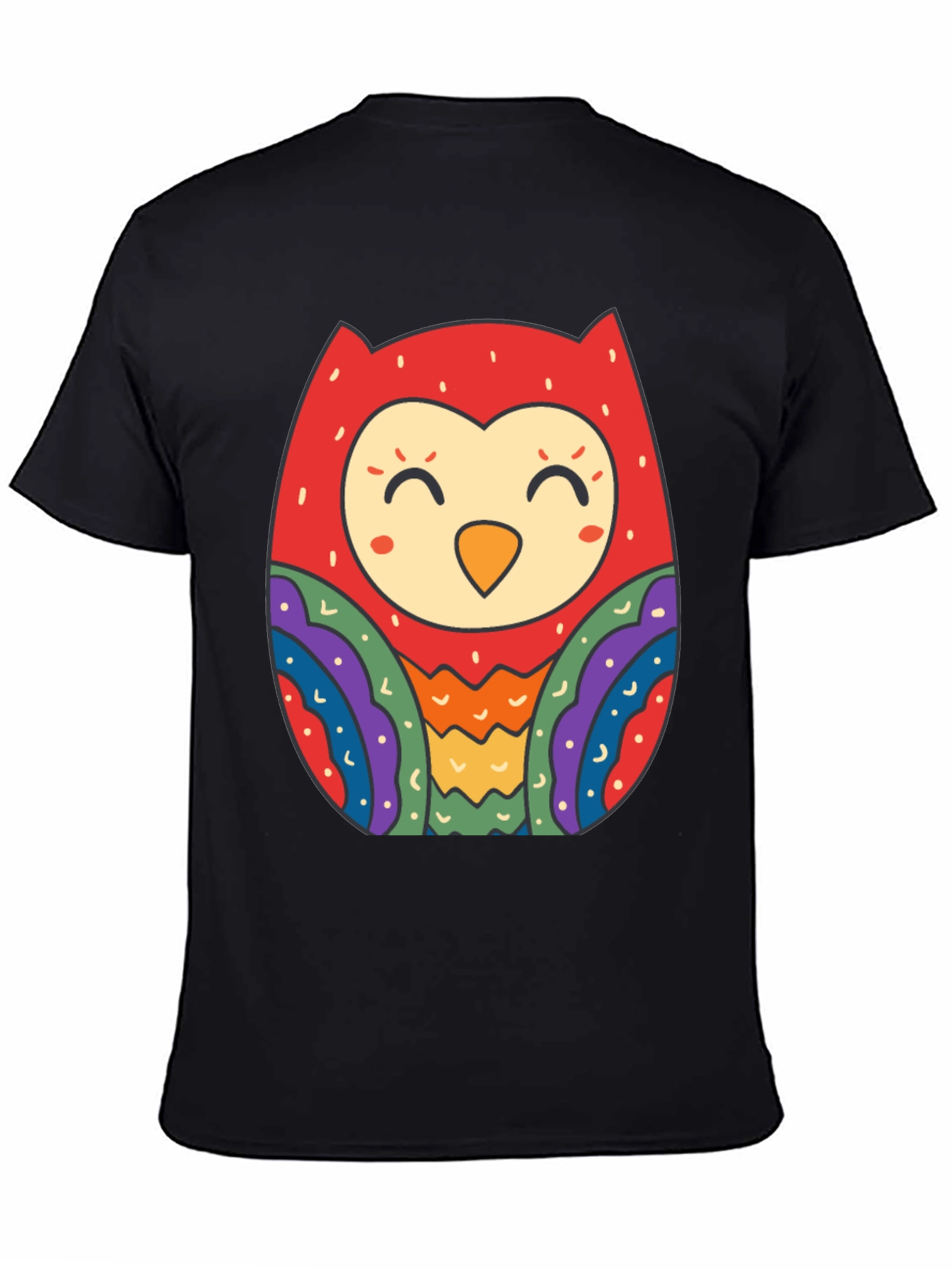 Fun Owl Graphic Tee - Black Cotton Comfort