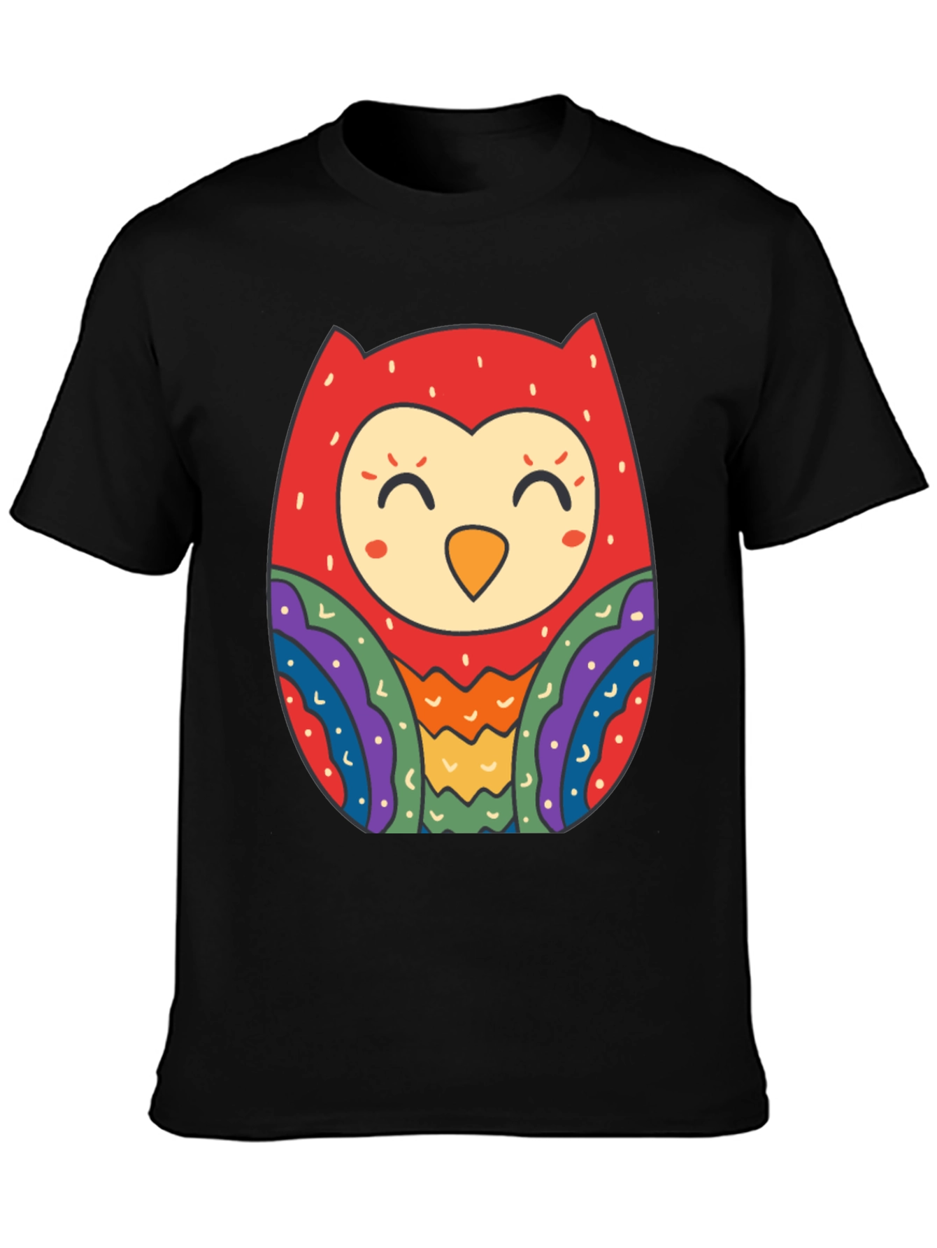 Fun Owl Graphic Tee - Black Cotton Comfort