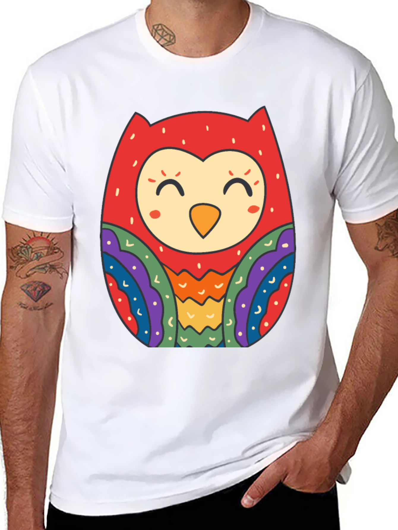 Fun Owl Graphic Tee - Black Cotton Comfort