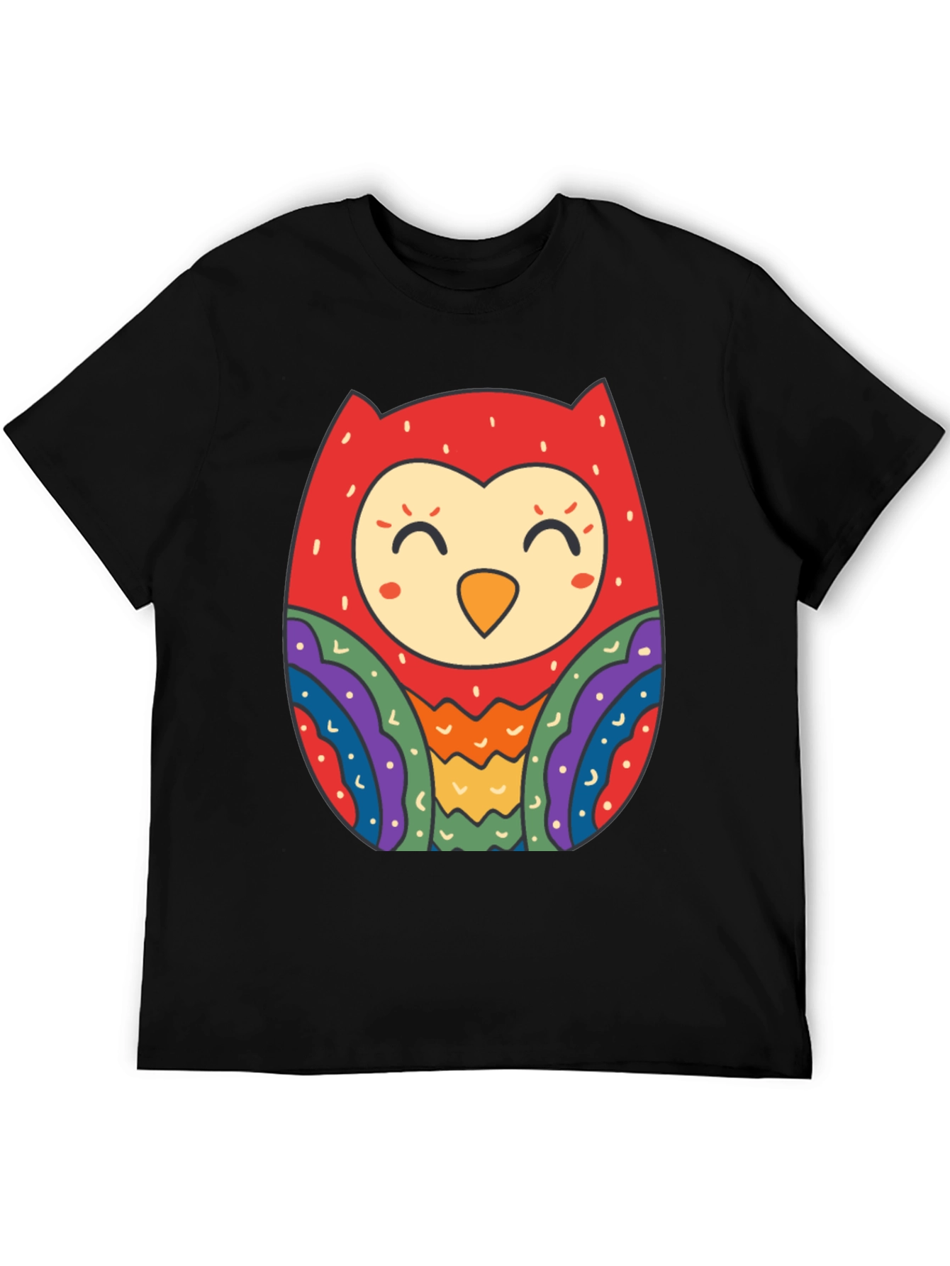 Fun Owl Graphic Tee - Black Cotton Comfort